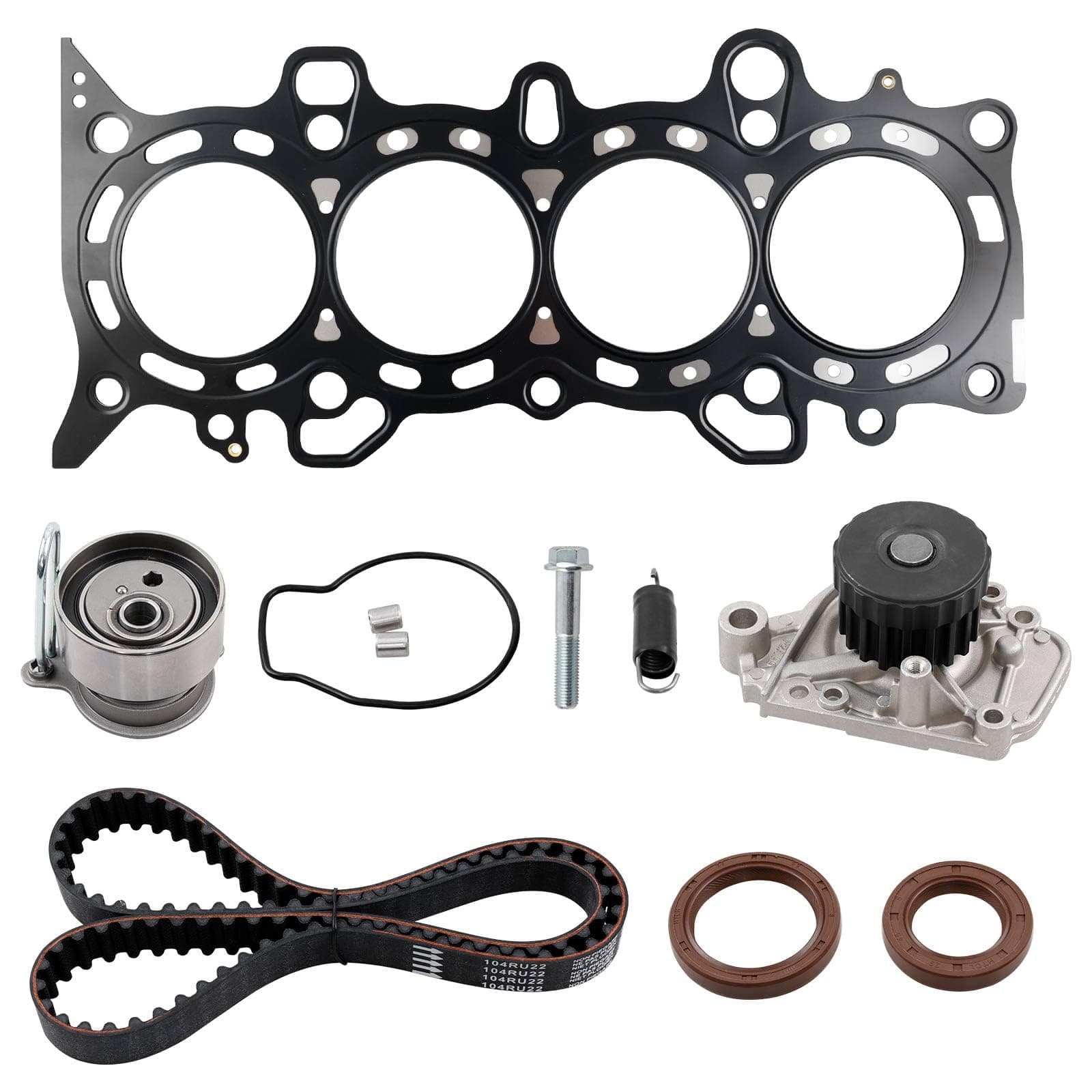 1.7L Engine Timing Belt Kit with Water Pump and Head Gasket, Compatible with 2001-2005 Honda Civic, Replaces# BK312 2523120 HS26236PT