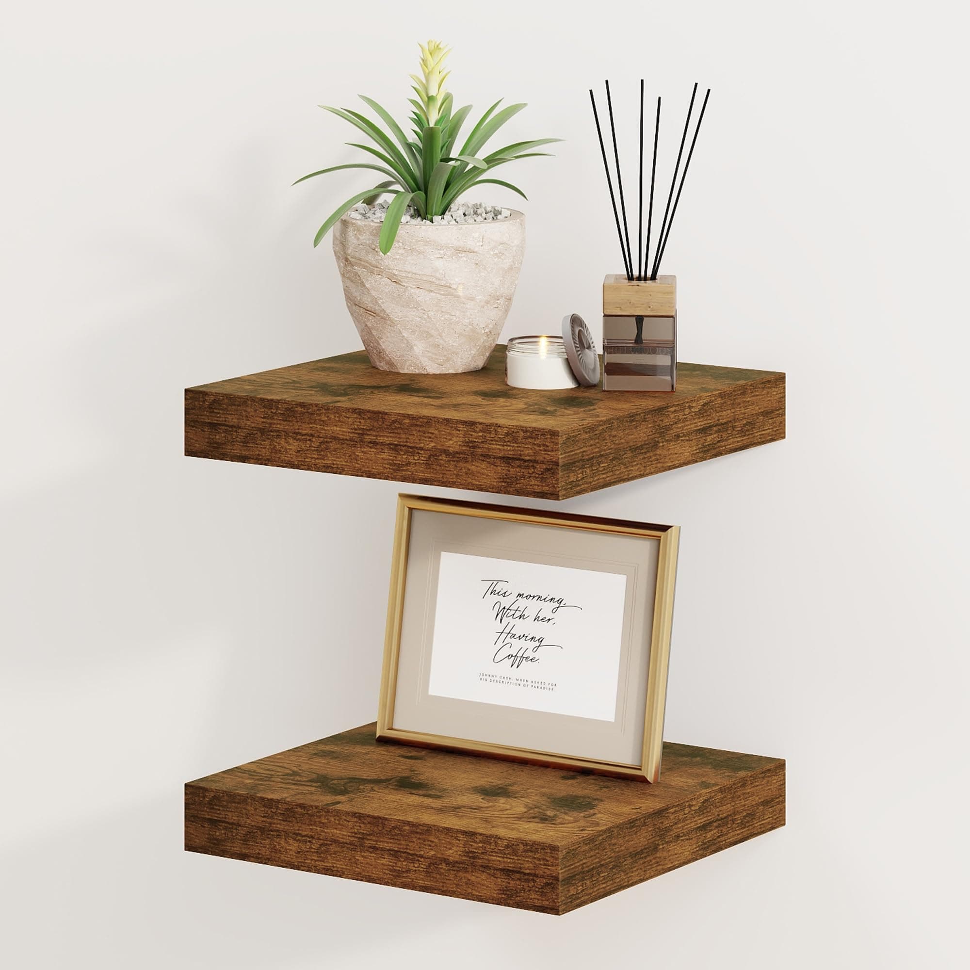 Fun Memories 8" Floating Shelves, Rustic Brown