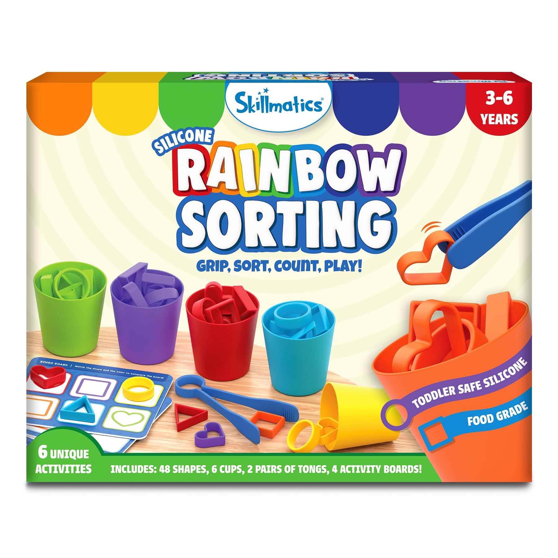 – Silicone Rainbow Sorting Board Game - Learning & Educational Toy Sorting, Counting & Sequencing Skills, Gift for Toddlers & Preschoolers Ages 3, 4, 5, 6