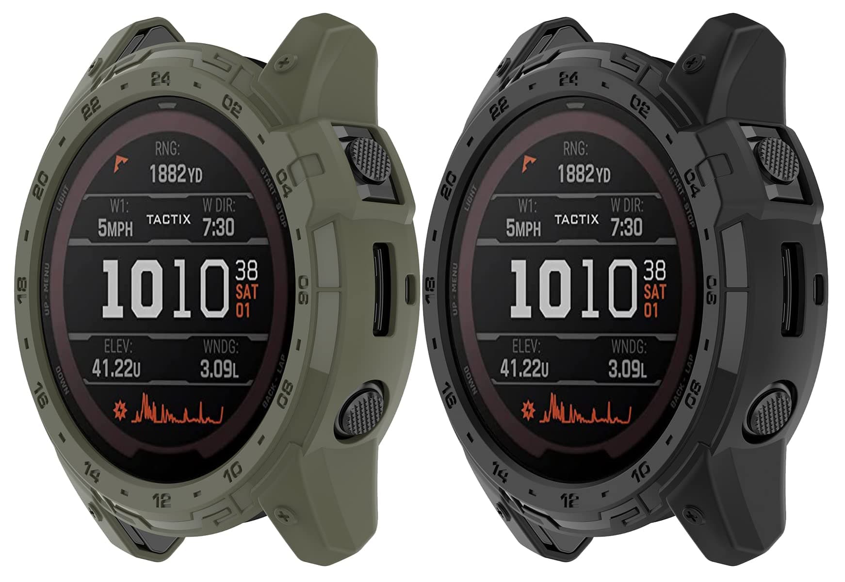 2 Pack Tactix 7 Watch Cases Compatible with Garmin Tactix 7/7 Pro, Rugged Protective Case, No Screen Protector (Black+Green)