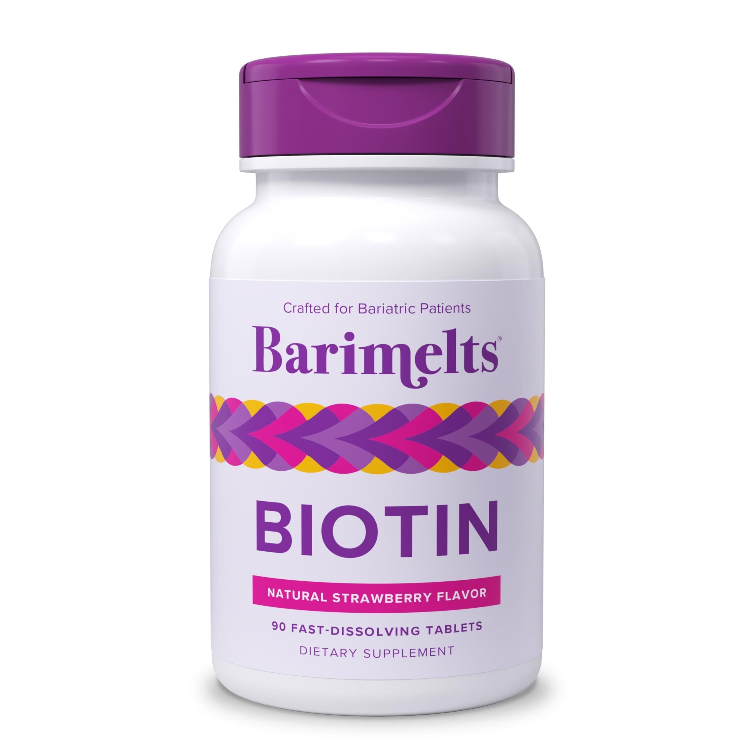 BariMelts Biotin 5000mcg, 90 Fast-Dissolving Tablets (3-Month Supply), Sugar-Free Bariatric Vitamins for Women, Natural Strawberry Flavor