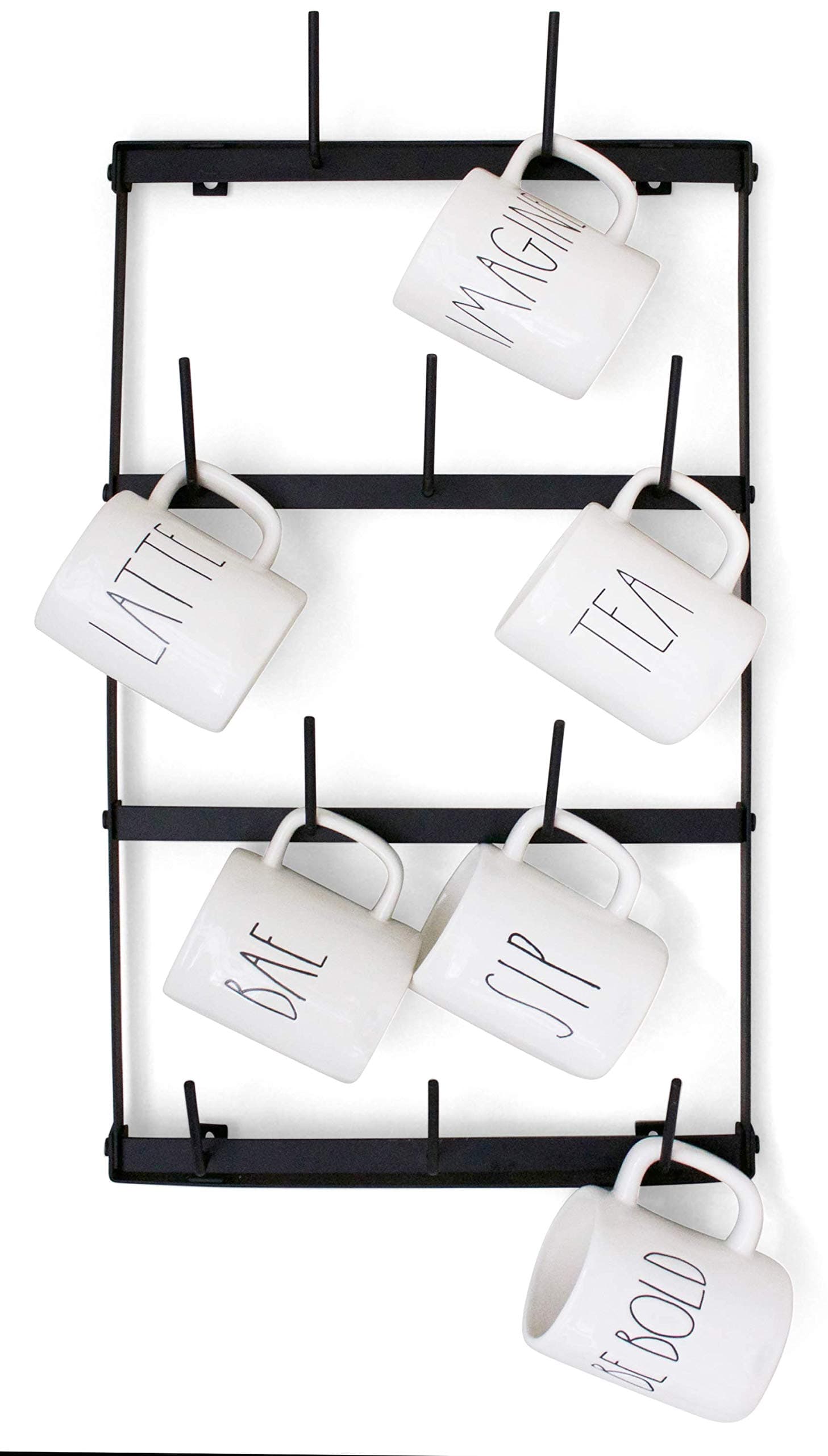 Claimed Corner Mug Rack with Sturdy Steel Frame, Matte Black Finish, Removable Rubber Caps, Wall Mounted (Mini 14" x 24")