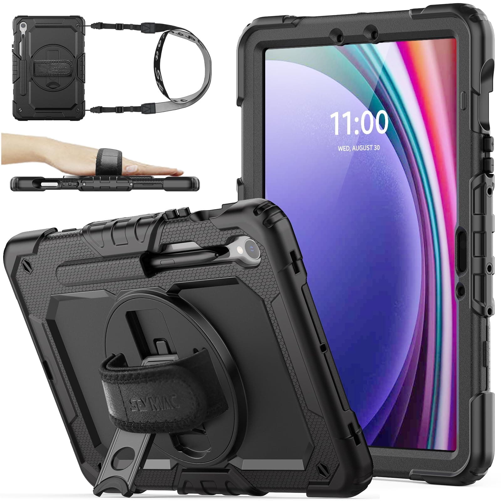 - Case for Samsung Galaxy Tab S10 Lite / S10 FE / S9 FE 5G / S9 Tablet Case 10.9''/ 11'' Protective with Screen Protector, Pen Holder, 360 Rotate Stand, Hand Strap, Shoulder Strap, Black1