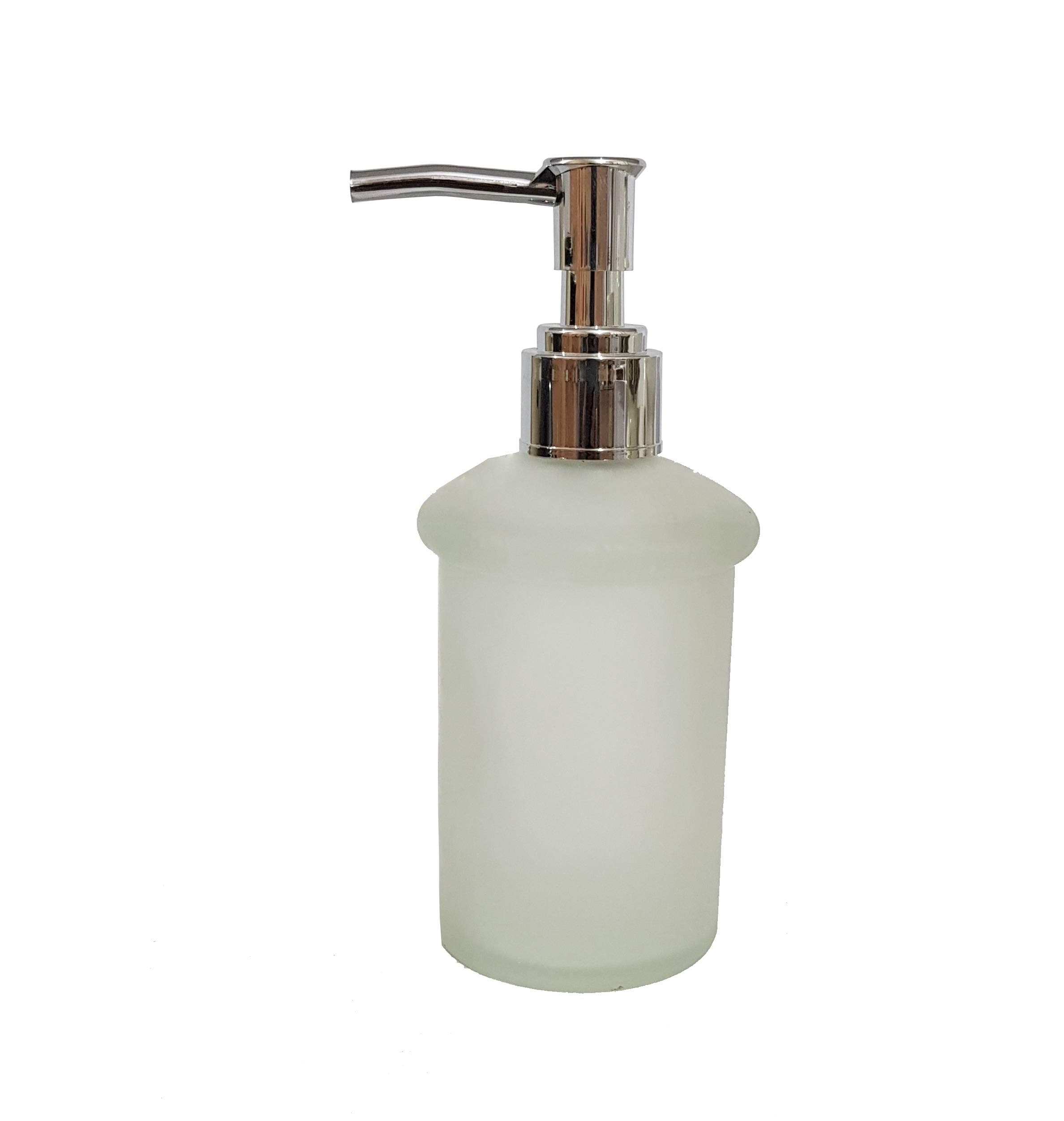 Soap Dispenser Bottle Set with Pump for Hand Wash in Bathroom Kitchen Sink, Frostate Glass Body and Chrome Finish top, (150 ML)