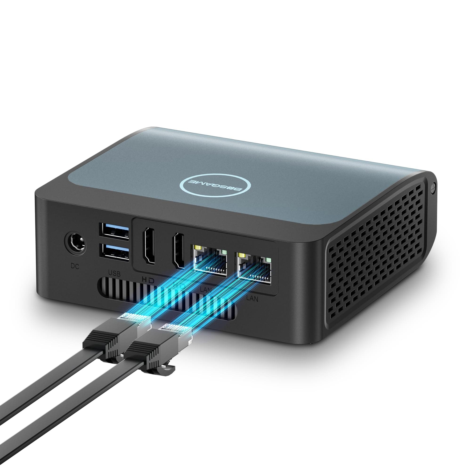 BOSGAME Dual Nic Mini PC E1, Intel N100 (4C/4T, 3.4GHz) 16GB DDR4 512GB SSD Mini Desktop Computers, Dual HDMI+Full-Featured USB-C Support 4K Triple Display, 4*USB 3.2 Gen 2, Black