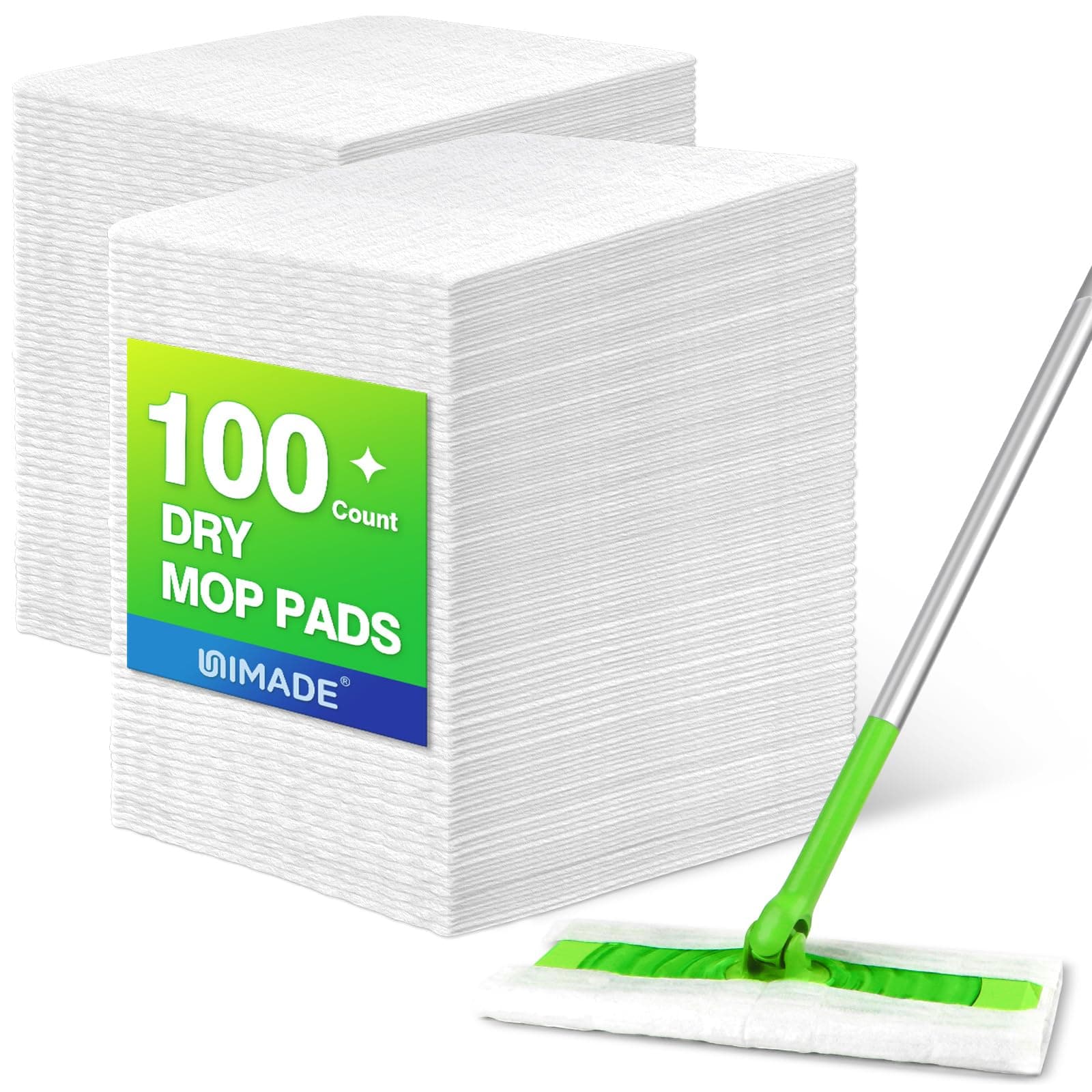 UNIMADE Dry Sweeping Cloths, 100 Count Mop Refill Compatible with Swiffer Sweeper - Disposable Duster Refills Mops for Cleaning Hardwood Floor Dust