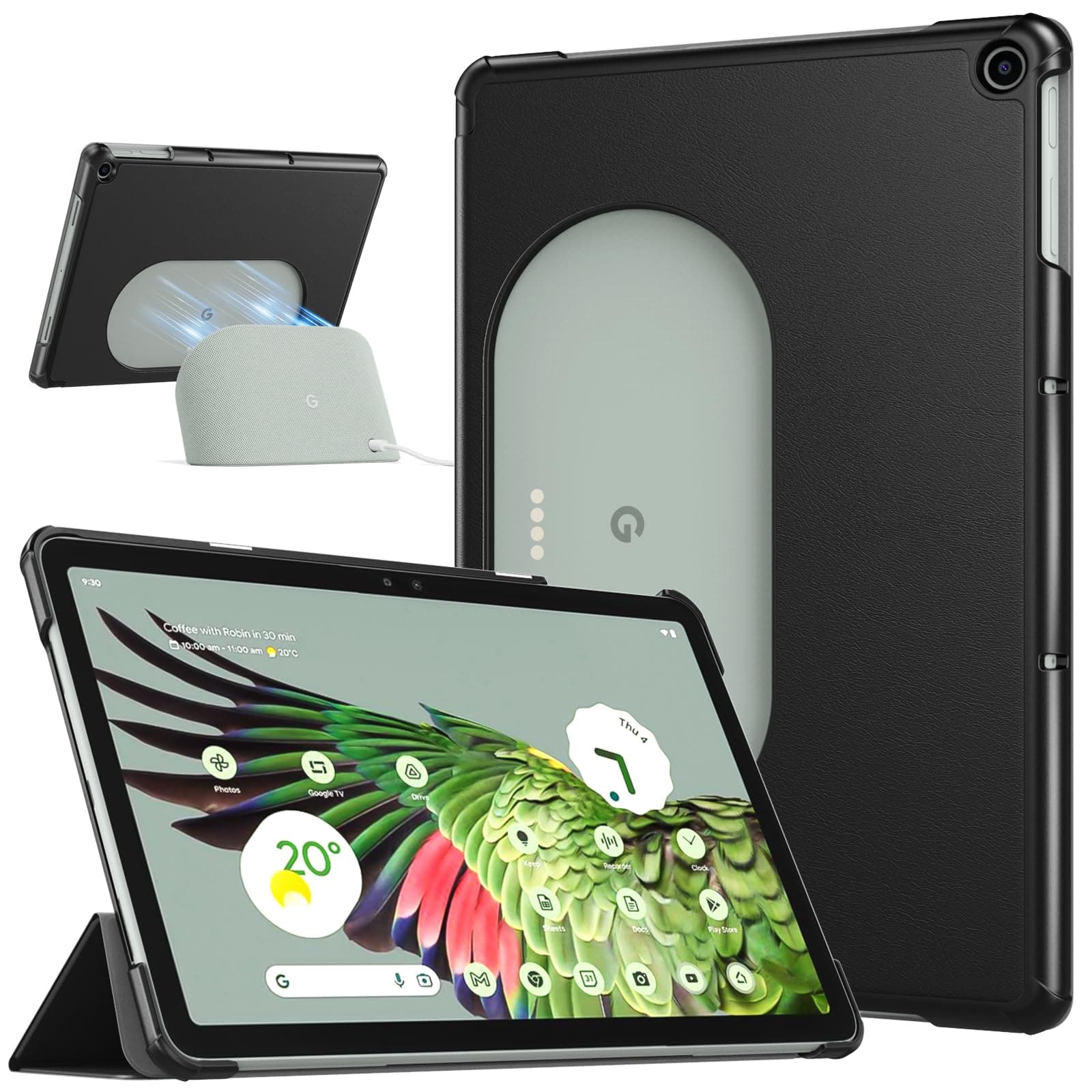 TiMOVO Designed for Google Pixel Tablet Case 11 inch (2023), Slim PU Leather Trifold Stand Cover Case for Pixel Tablet, Compatible with Charging Speaker Dock, Black