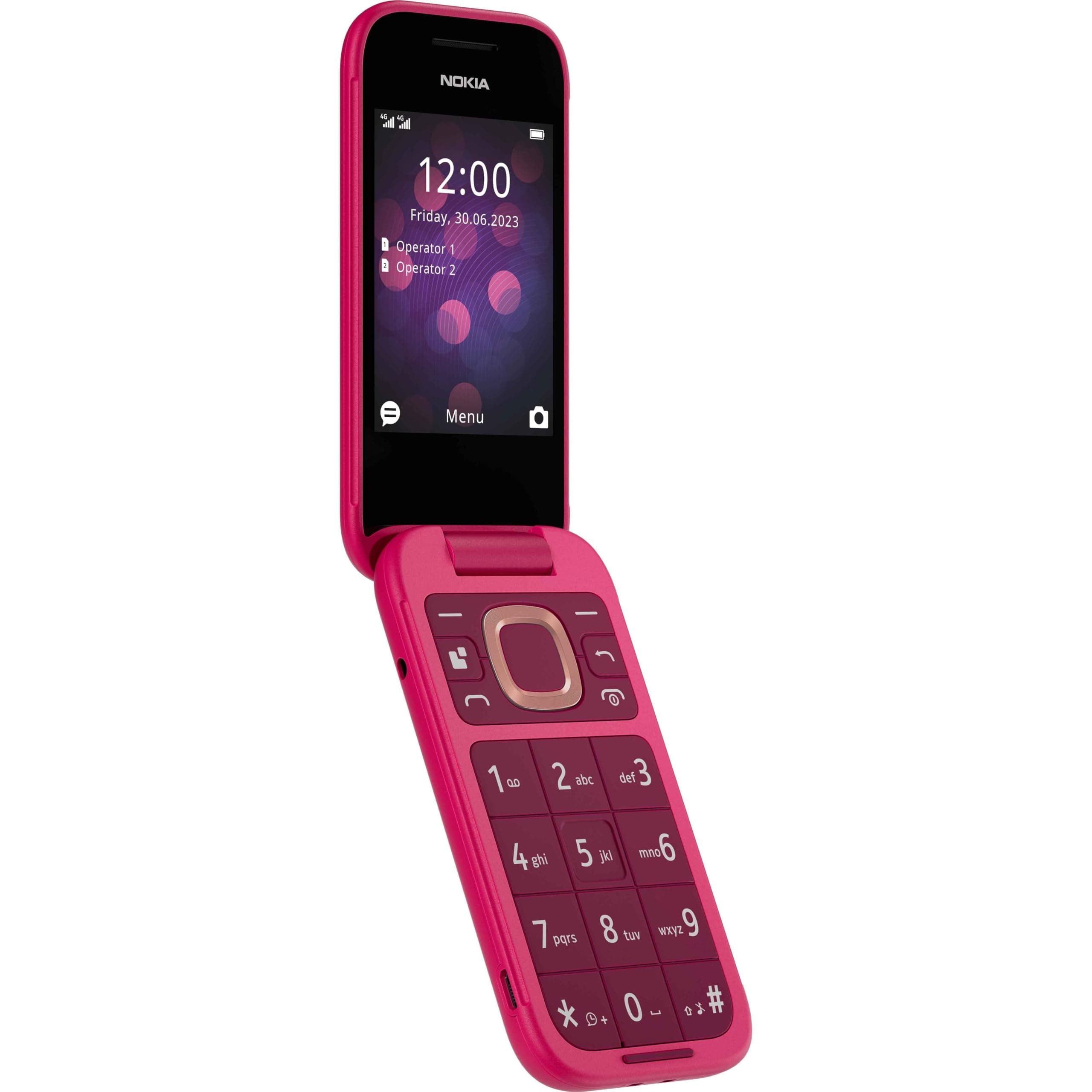 Nokia 2660 Flip Feature Phone with 2.8" display, 4G Connectivity, built-in camera, MP3 player, Classic games, a battery that lasts for days, Perfect for digital detox, Dual SIM - Pop Pink