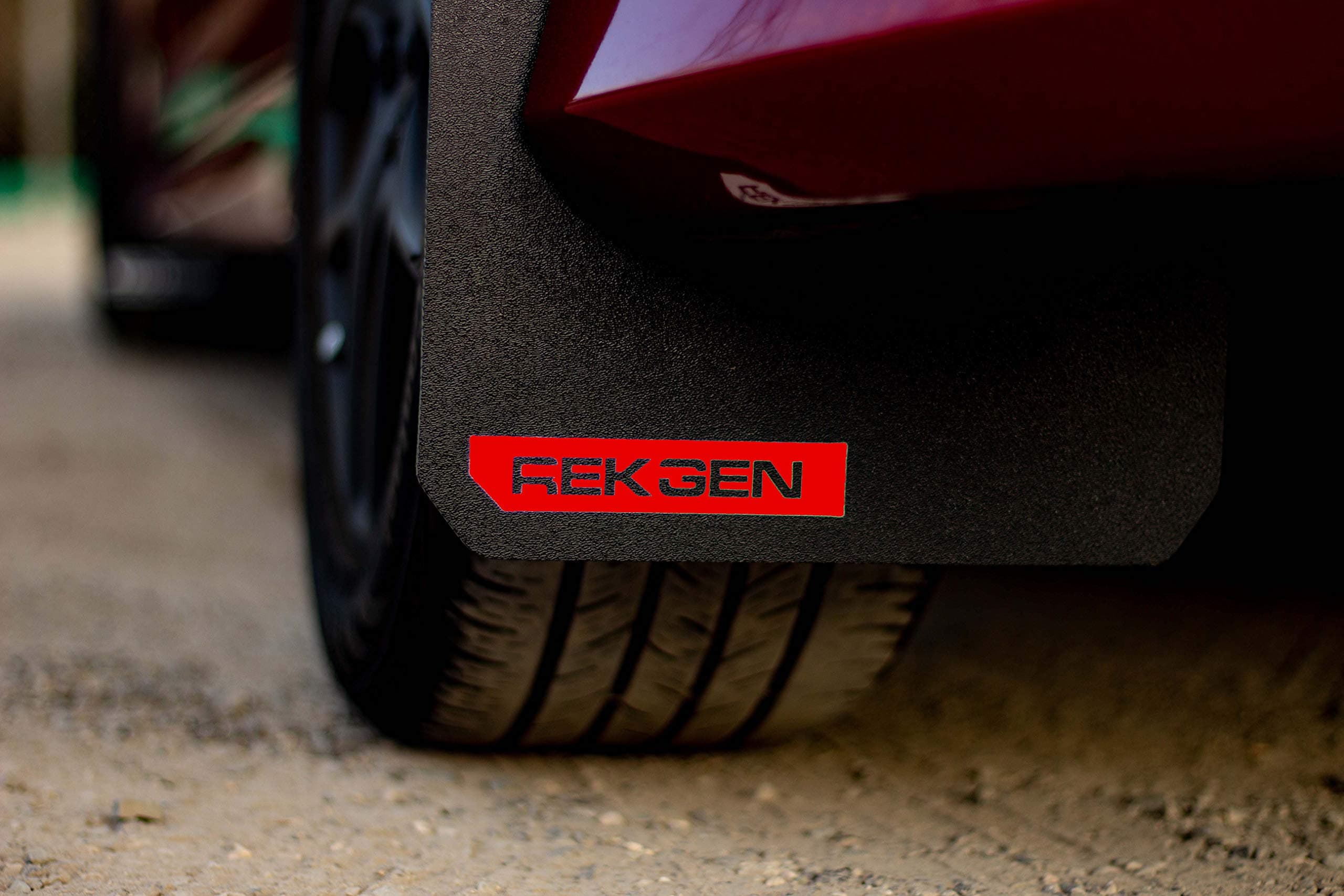Rek Gen Rally Mud Flaps Compatible with Ford Focus 2012-2018 (Red Logo)