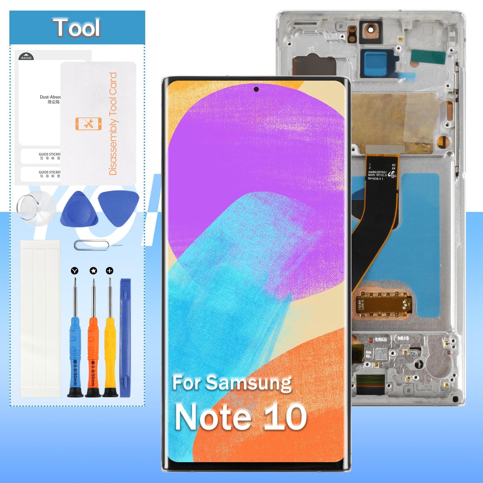 LCD Screen Replacement for Samsung Galaxy Note 10 OLED SM-N970F SM-N970U SM-N9700 6.3" LCD Display Touch Digitizer Assembly with Tools(Sliver with Frame)