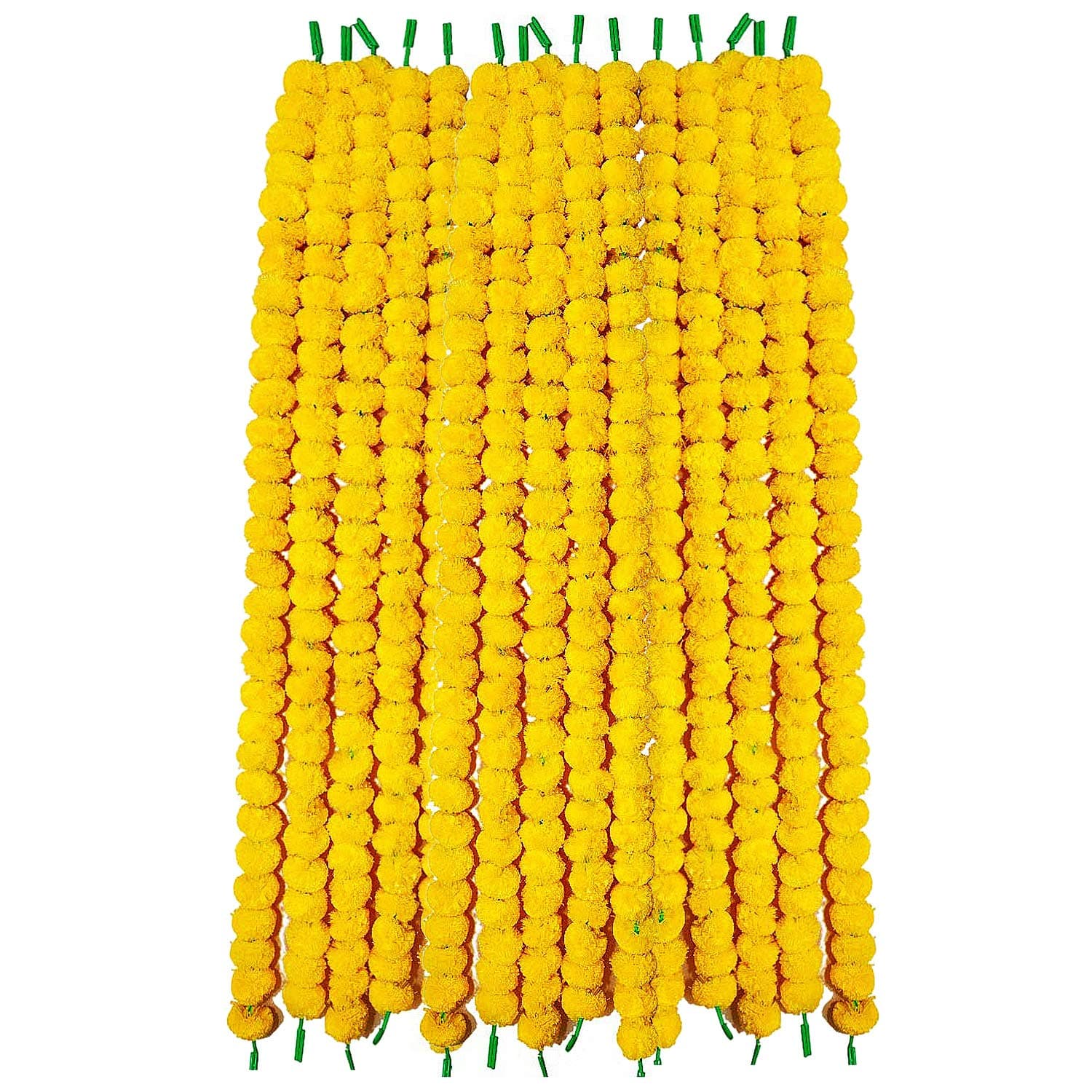 Phool Mala Artificial Marigold Garlands (Yellow) -5 Pieces