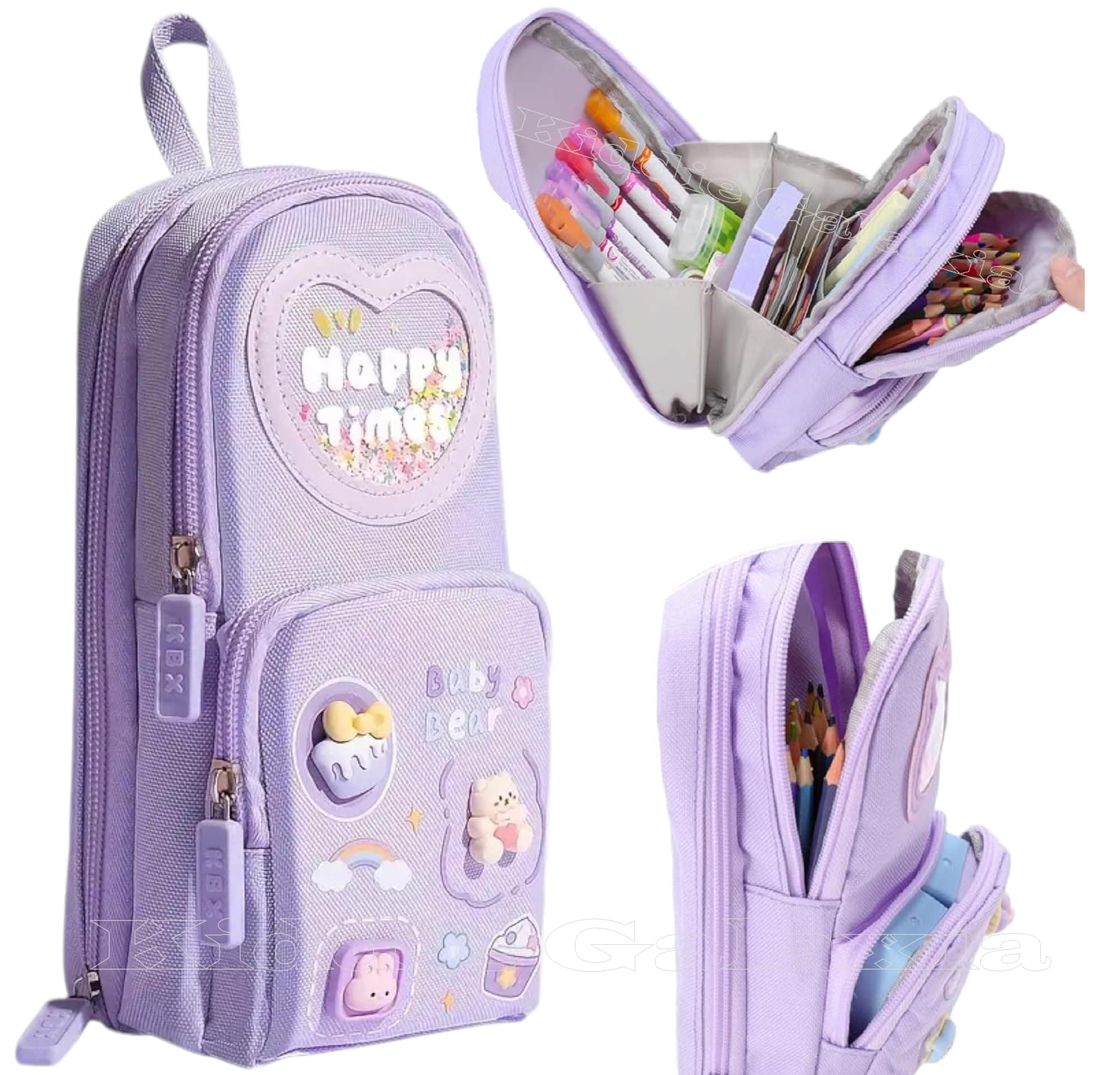 Canvas Premium Pencil Case 6 Layer with 3 Compartment Cute Aesthetic Pencil Case for Girls Large Capacity Pencil Pouch for School Kids Cute Stationary Gift, Multicolour