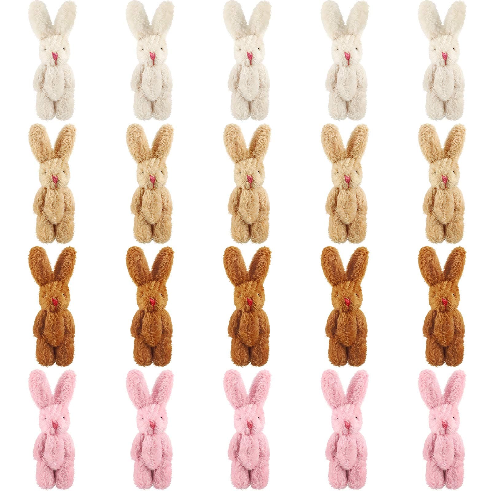 Sumind 20 Pieces Mini Plush Rabbit Tiny Joint Rabbit 2.4 Inch Small Bunny Doll Soft Bunny Stuffed Animal Toys for Easter Birthday Cake Wedding Decorations Party Favors (Long Plush Style)
