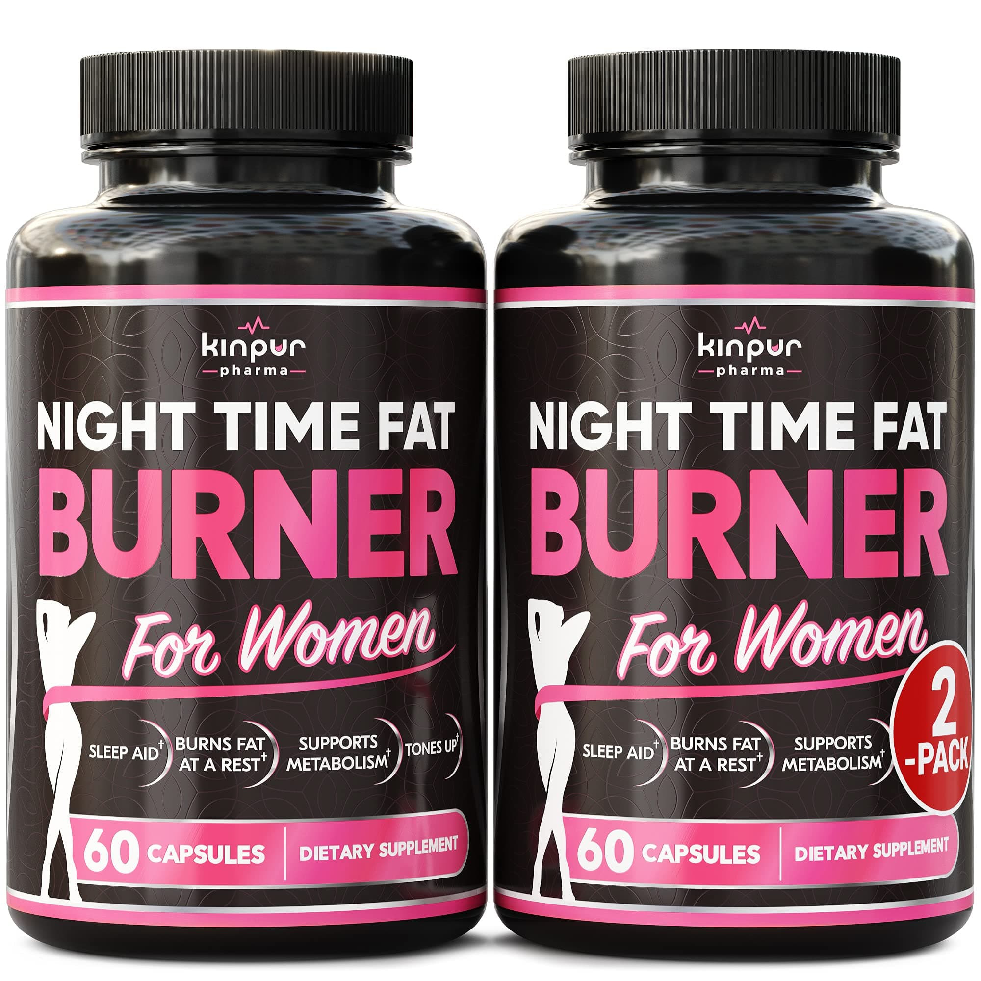 (2 Pack) Night Time Fat Burner for Women - Aids While You're Asleep - Supports Metabolism, Helps Promotes Restful Sleep, Manage Cravings, Enhance Performance - Premium Weight Loss Pills for Women
