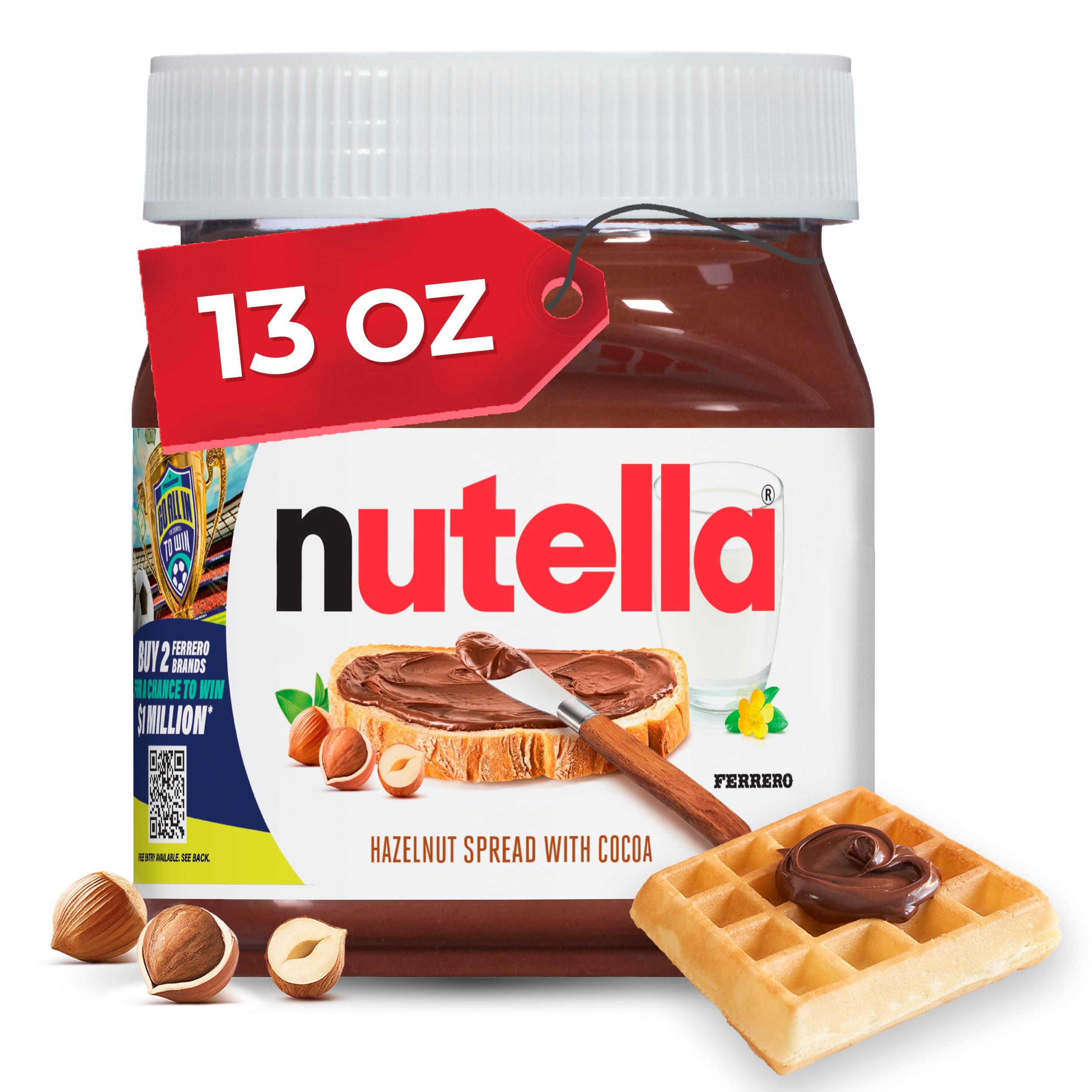 Nutella Hazelnut Spread With Cocoa For Breakfast, 13 Oz Jar (Pack of 4)