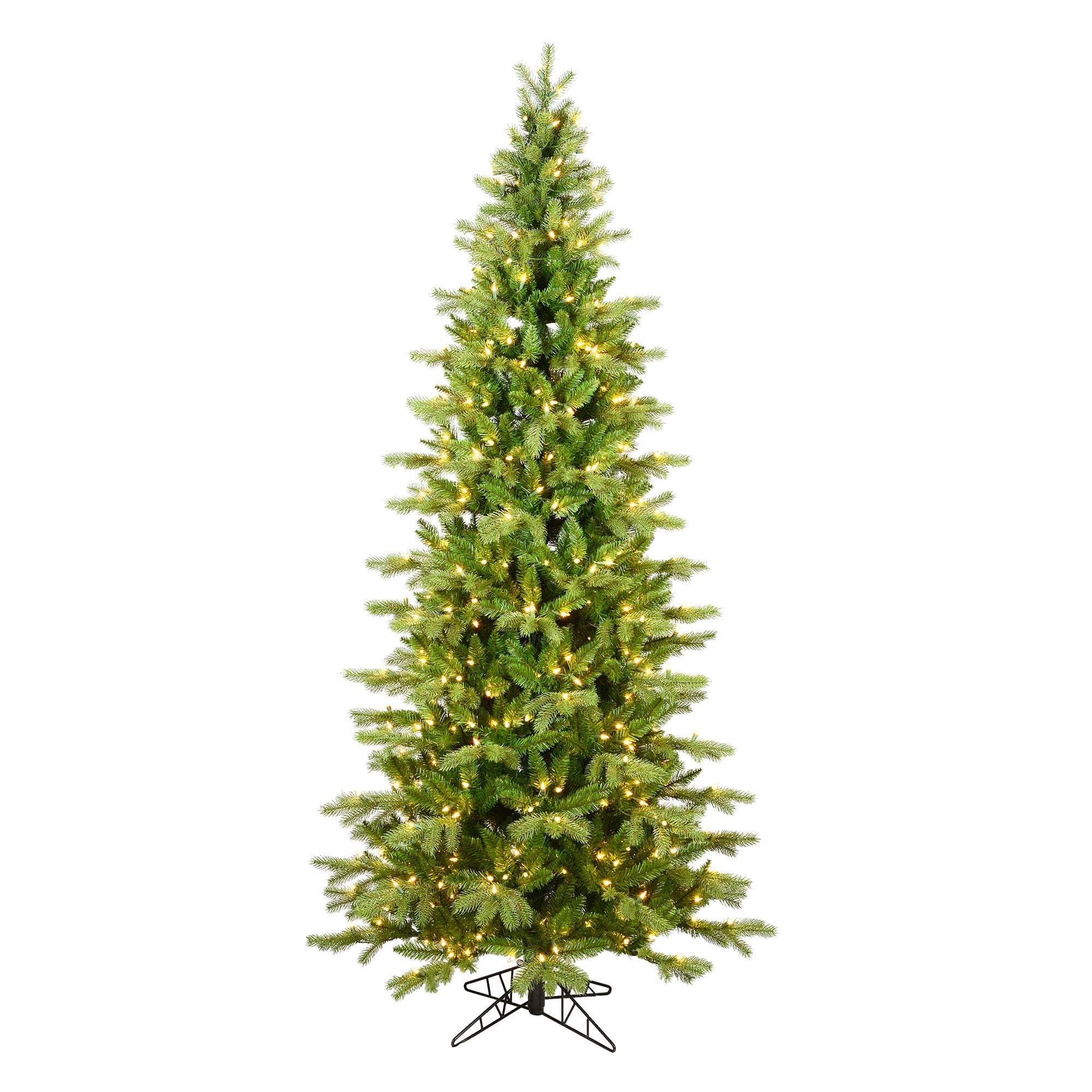 Vickerman 6.5' Balsam Spruce Slim Artificial Christmas Tree Featuring 850 Warm White Low Voltage 3MM LED Lights, 1158 PE/PVC Tips - Faux Christmas Tree - Seasonal Indoor Home Decor