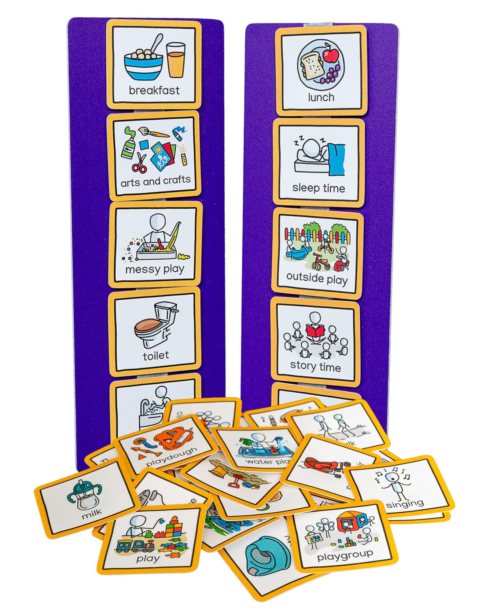 Create Visual Aids Timetable for Nursery, Childminder, Preschool, Playgroup, Early Years setting for SEND, Autism, Aspergers, Speech and language, EYFS with 32 visuals symbols