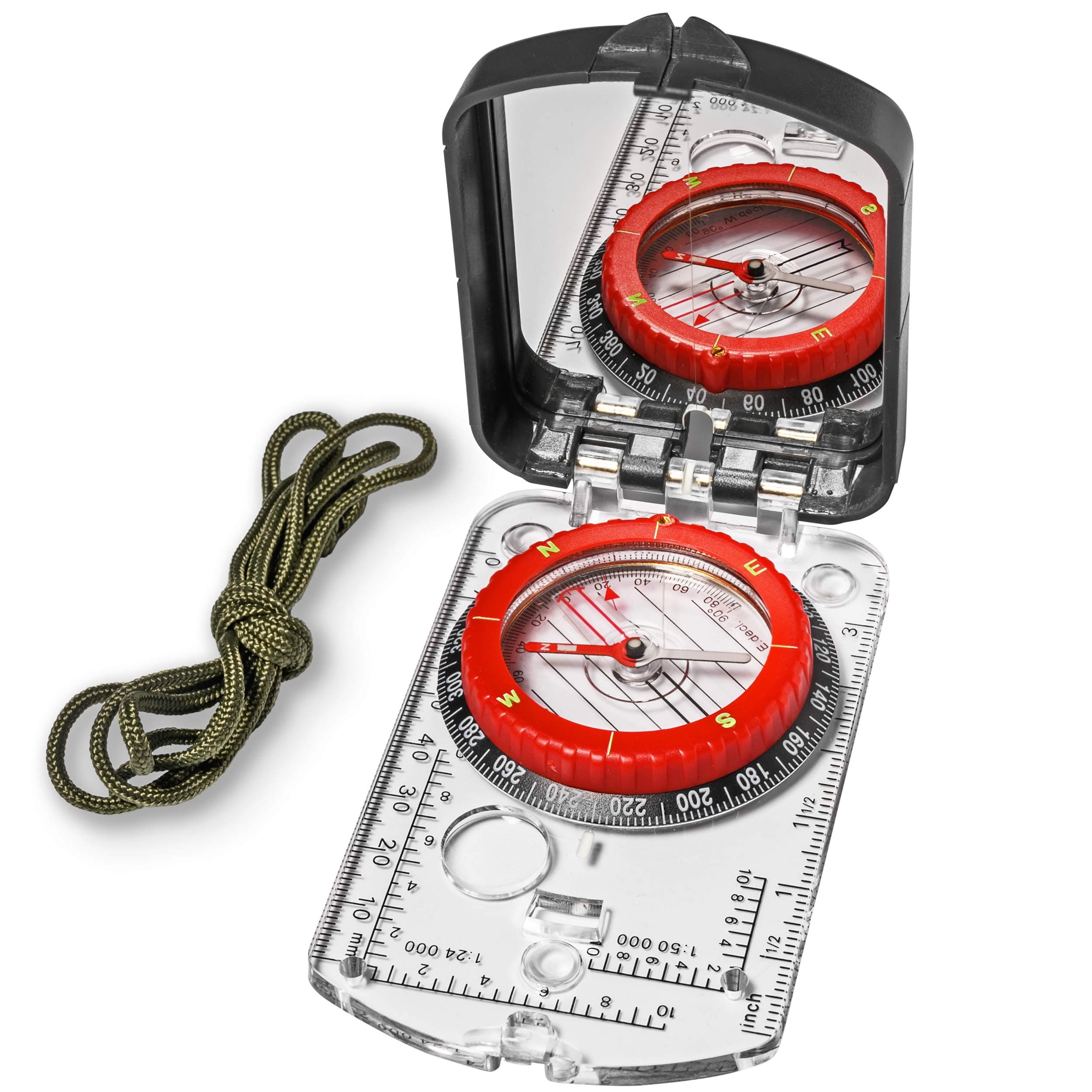 Boy Scout Sighting Compass - Adjustable Declination Mirror, Compass Base Plate, Orienteering & Hiking Navigation - Military Grade, Backpacking & Camping Tool
