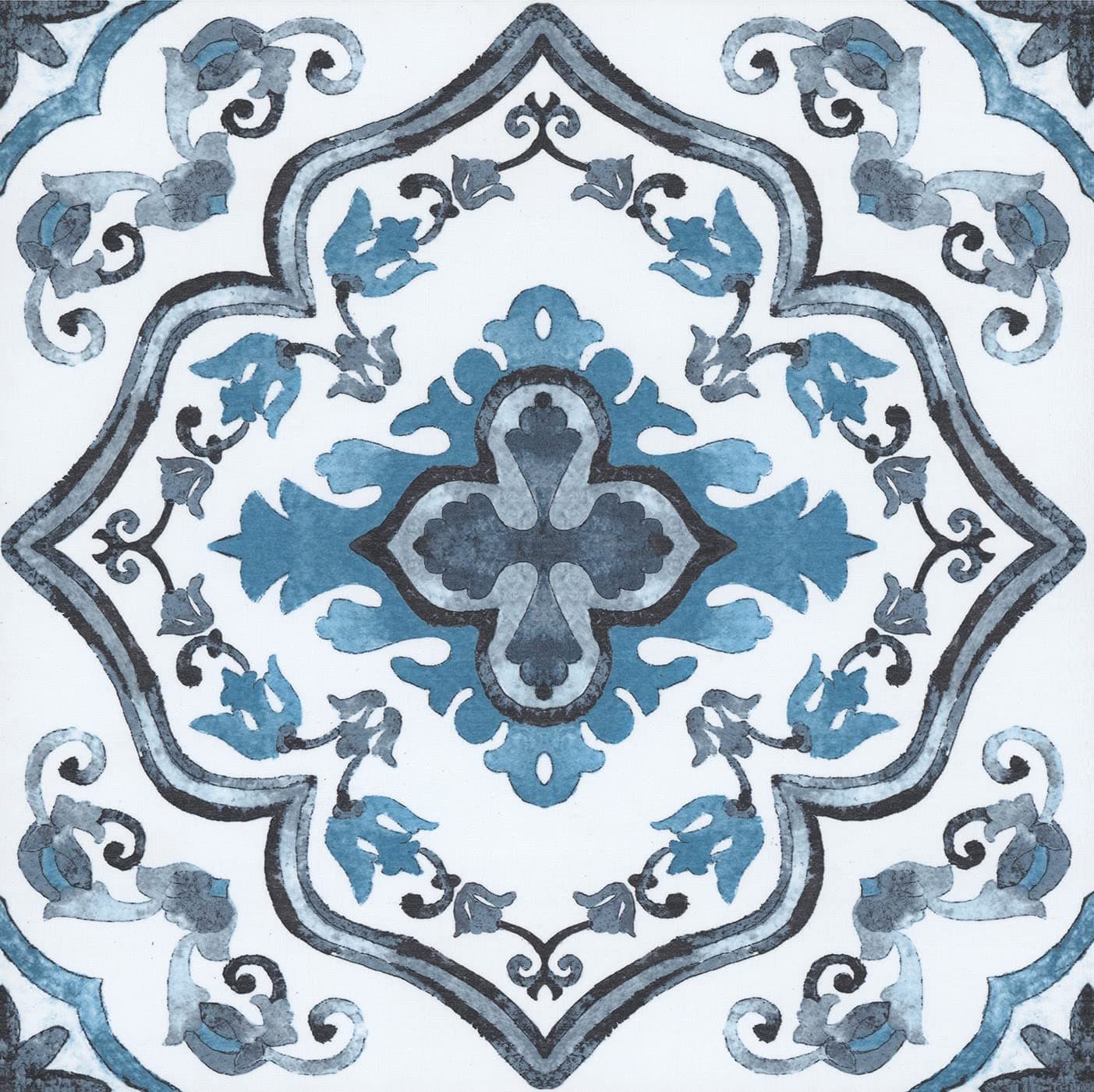 FloorPops FP3932 Marrakesh Floor Tiles, Blue