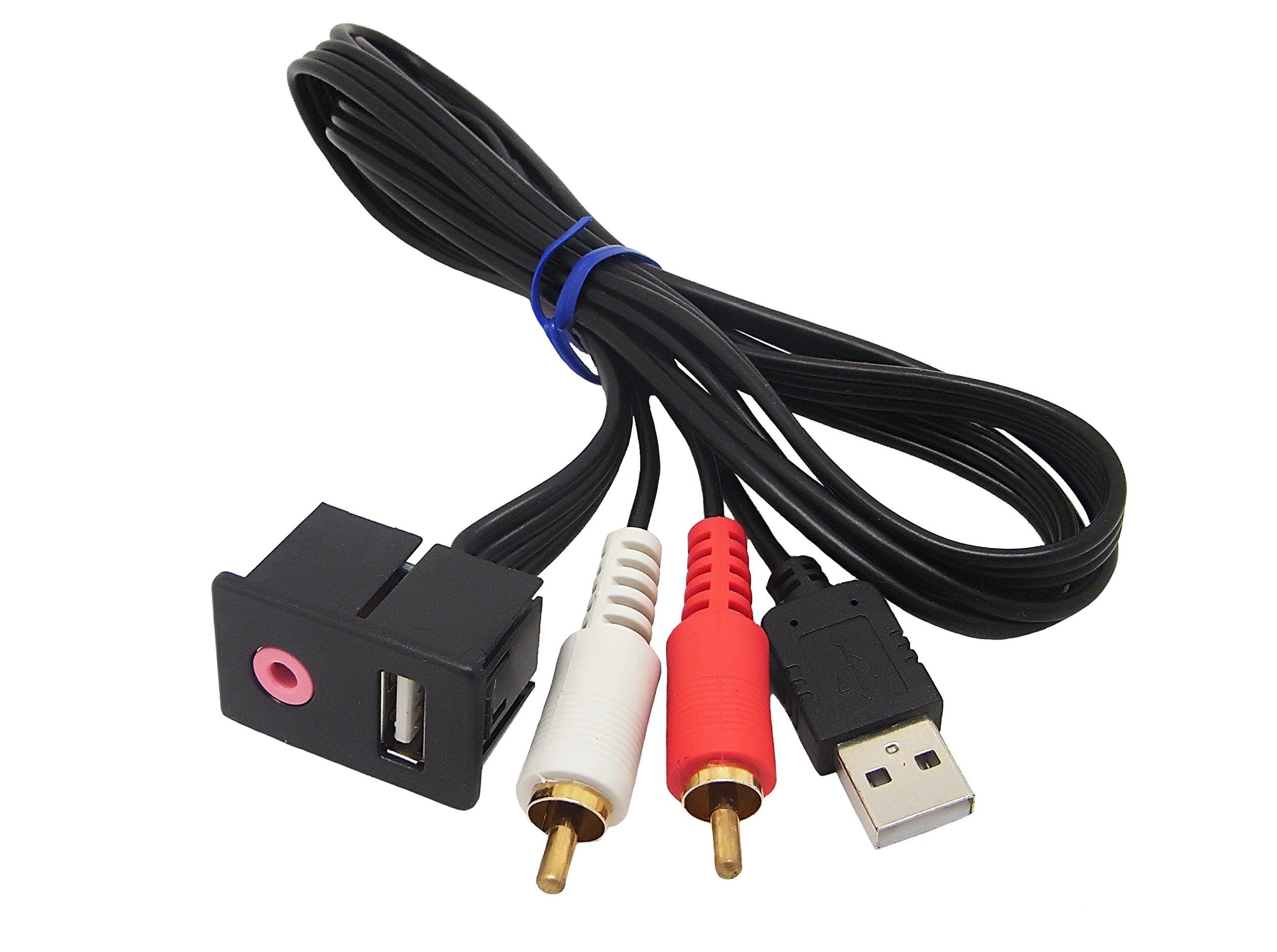 HFORVER extra long 10ft/3m Universal AUDIO USB and 2RCA to USB & 3.5mm Female Flush Mount For Car, Boat and Motorcycle