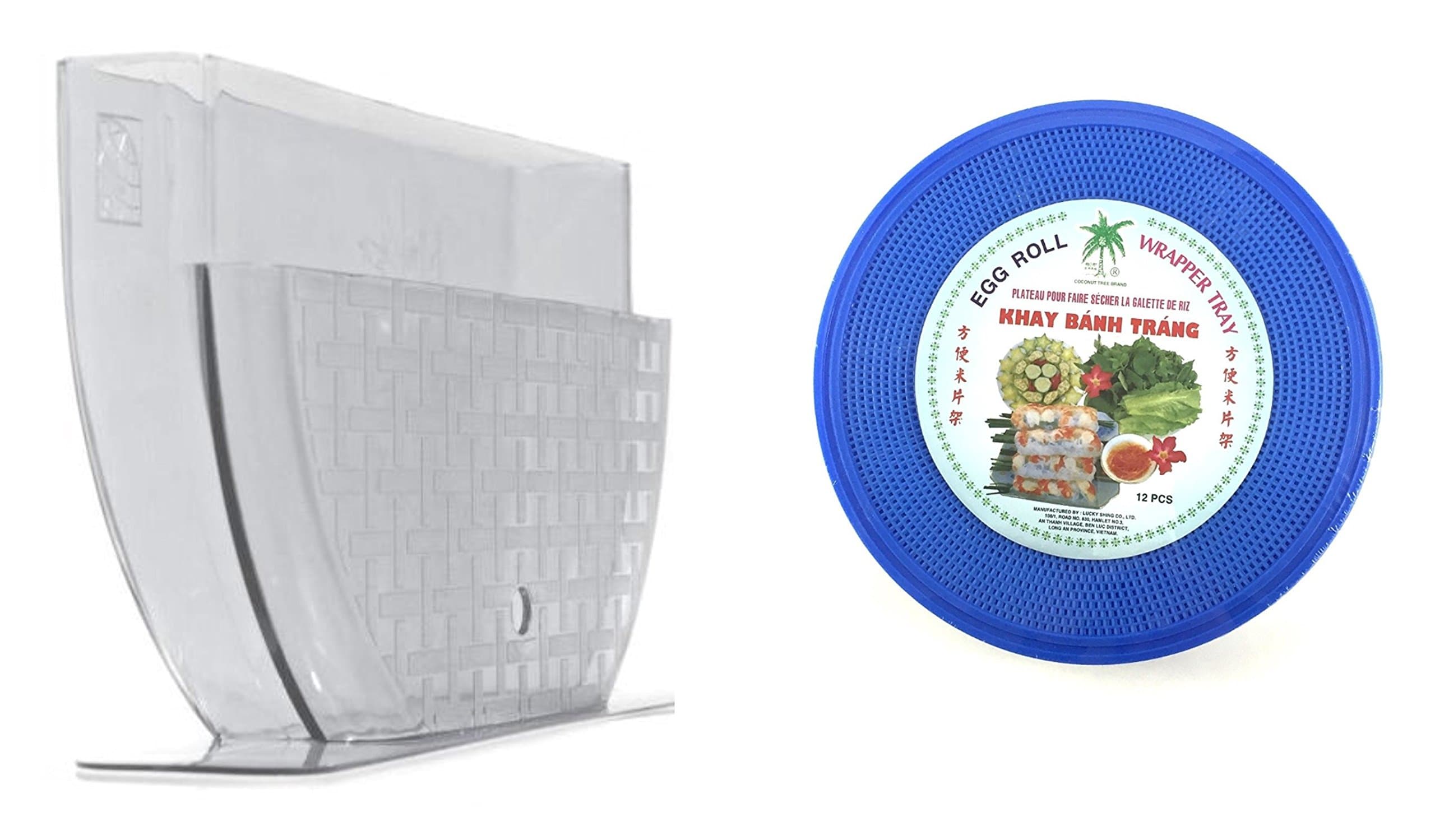 Rice Paper Water Bowl, Spring Roll / Egg Roll Rice Paper Wrapper Trays, and Spring Roll Recipe Book Bundle