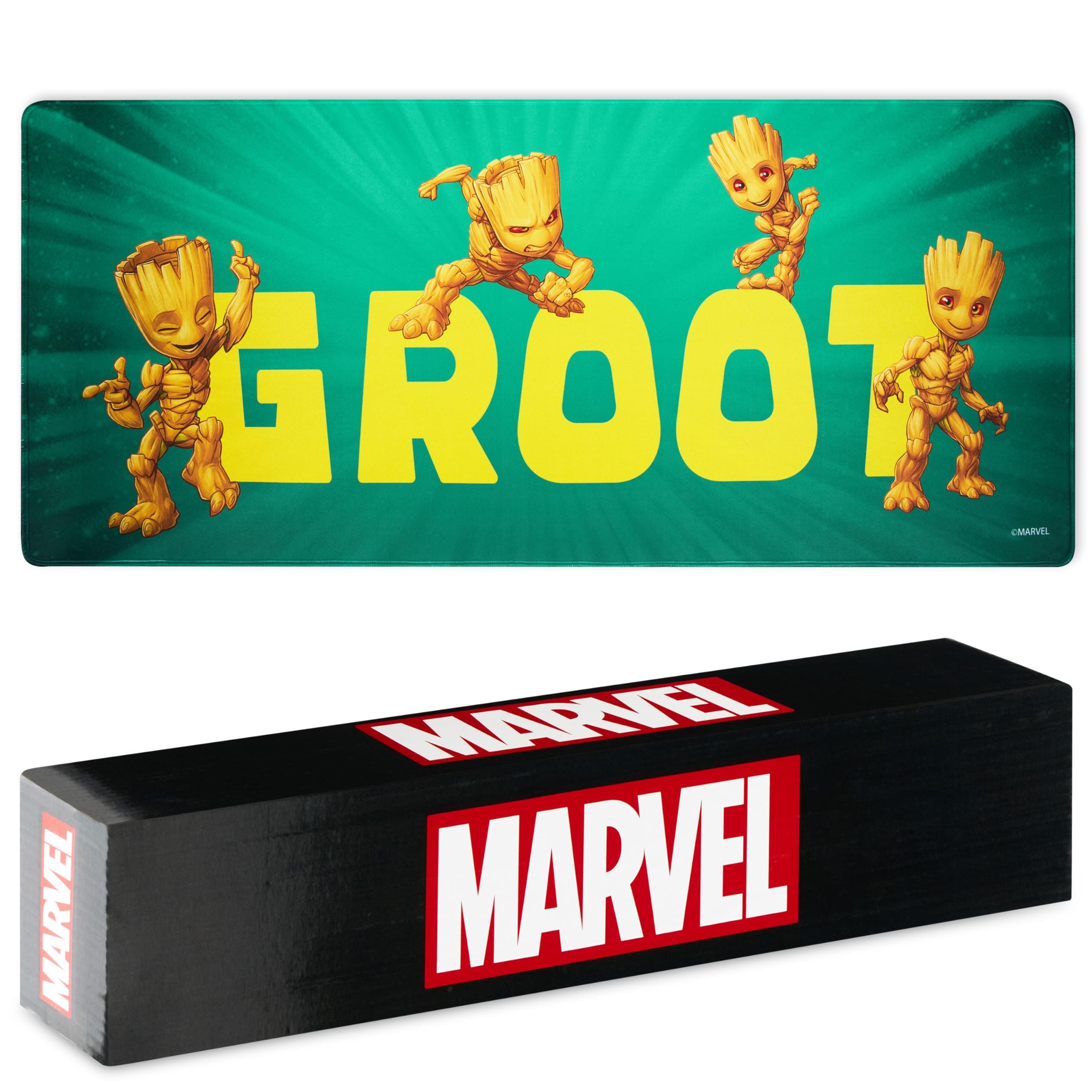 Marvel Groot Desk Mat Large Mouse Mat 31.2 x 13.9” Desk Protector Mat for PC Laptop Keyboard, Gaming & Office Supplies, Non Slip - Groot Gifts for Men (Green Groot)