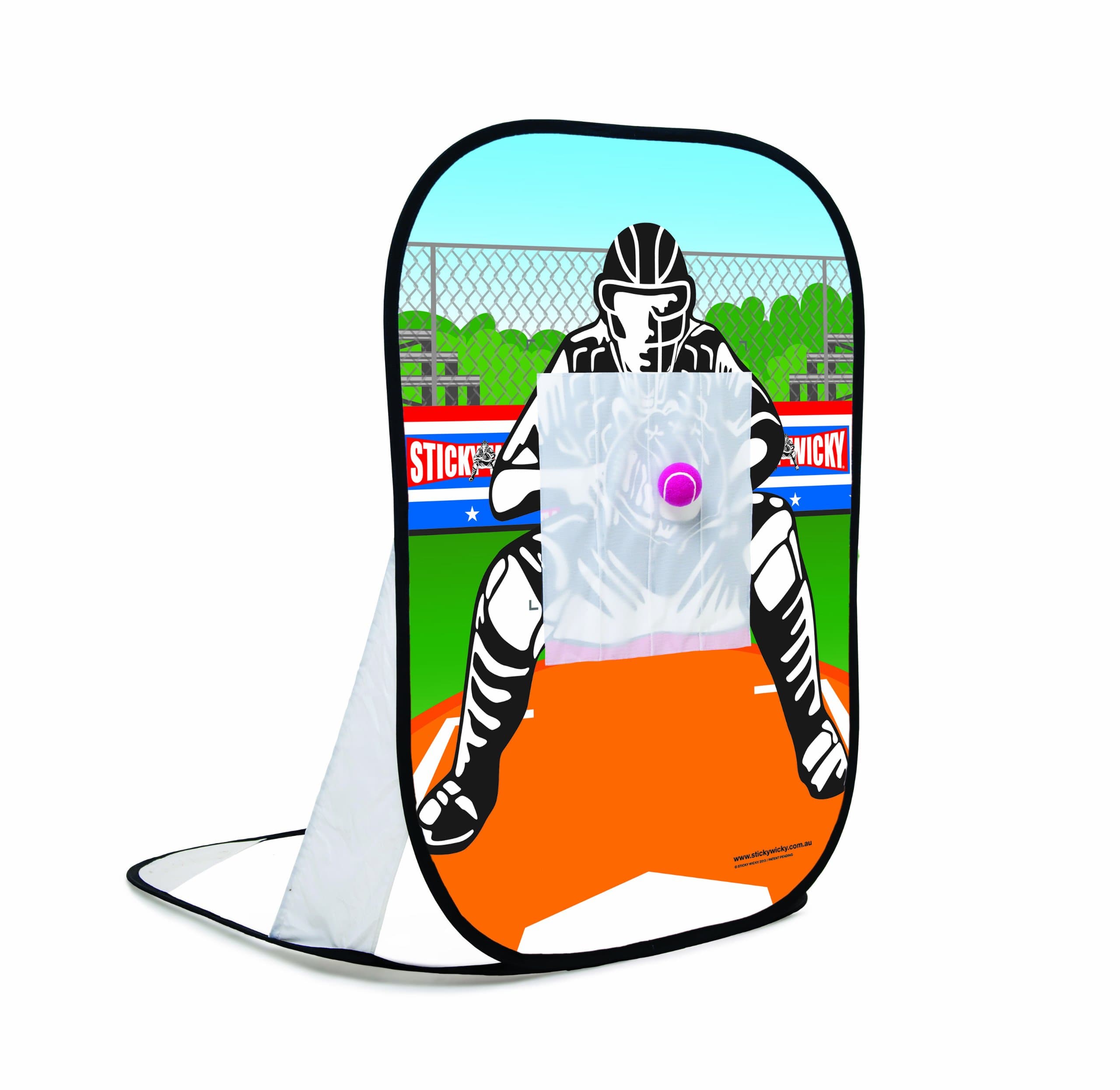 Baseball Catcher Trainer Sticky Wicky Backstop with a Sticky Strike Zone