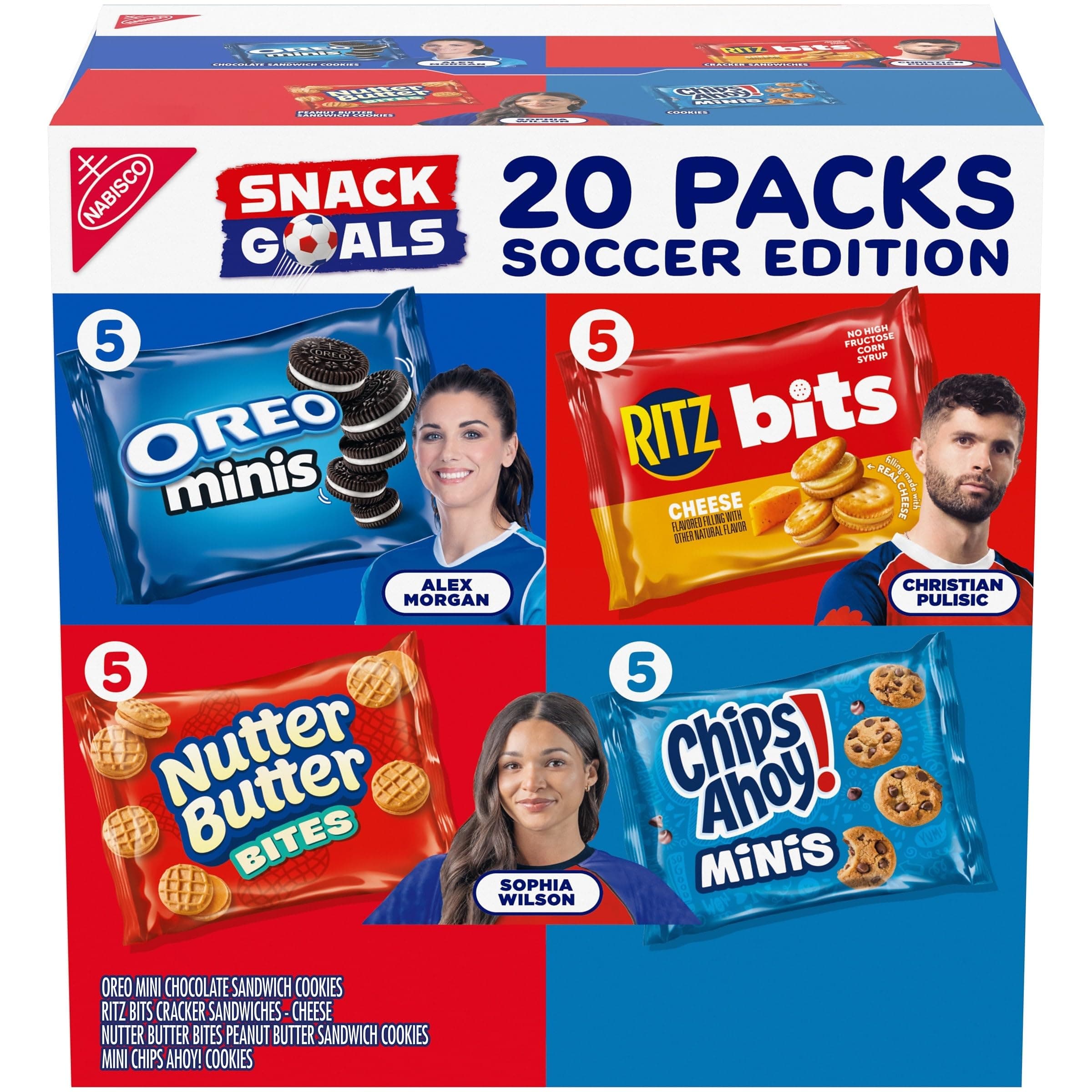 Classic Mix Variety Pack, OREO Mini, CHIPS AHOY! Mini, Nutter Butter Bites, RITZ Bits Cheese, 20 Snack Packs