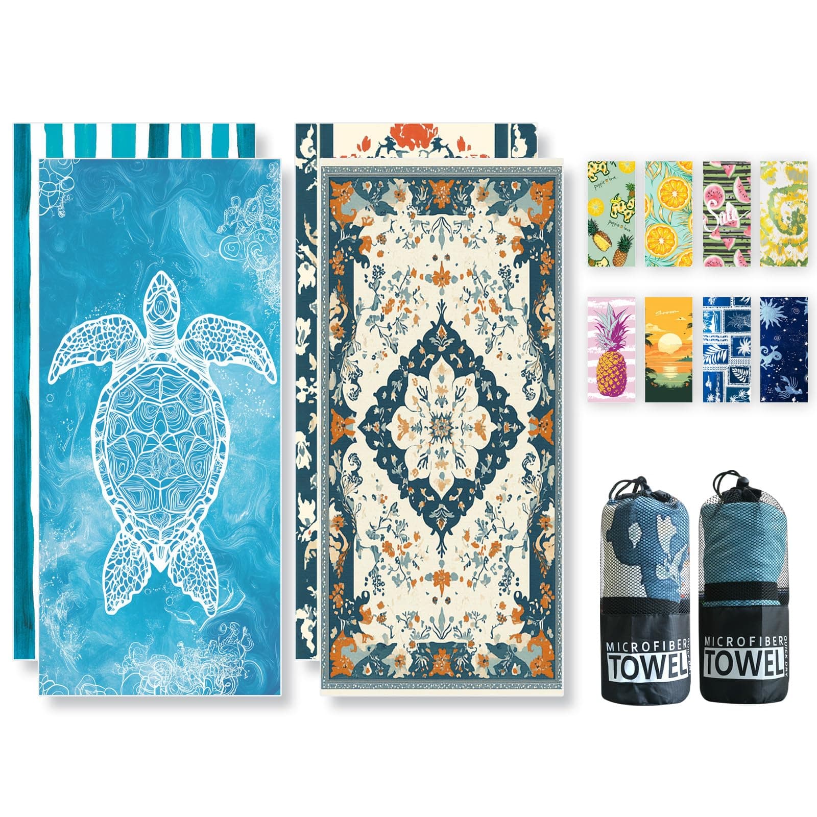 Beach Towels Oversized - 2 Pack 78'' X 35''(200 x 90 cm) Extra Large Beach Towels, 250 GSM Thicken Microfiber Sand Free Lightweight Quick Dry Beach Towel, Yoga Pool Gym Camping Travel Towel for Adults