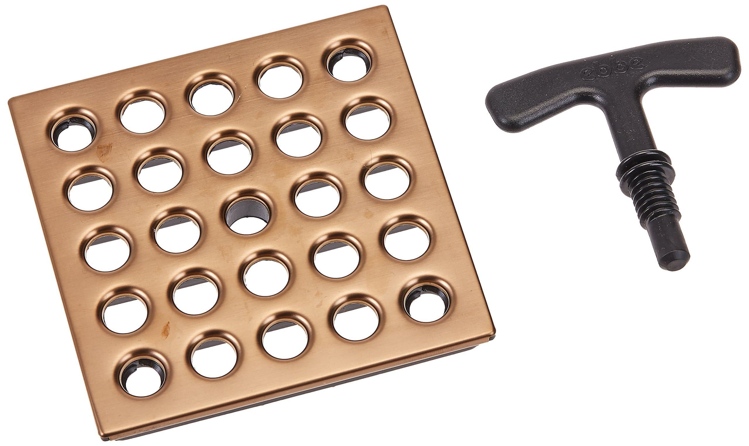 Ebbe FBA_E4408 E4408 Square Shower Drain Grate, Brushed Bronze