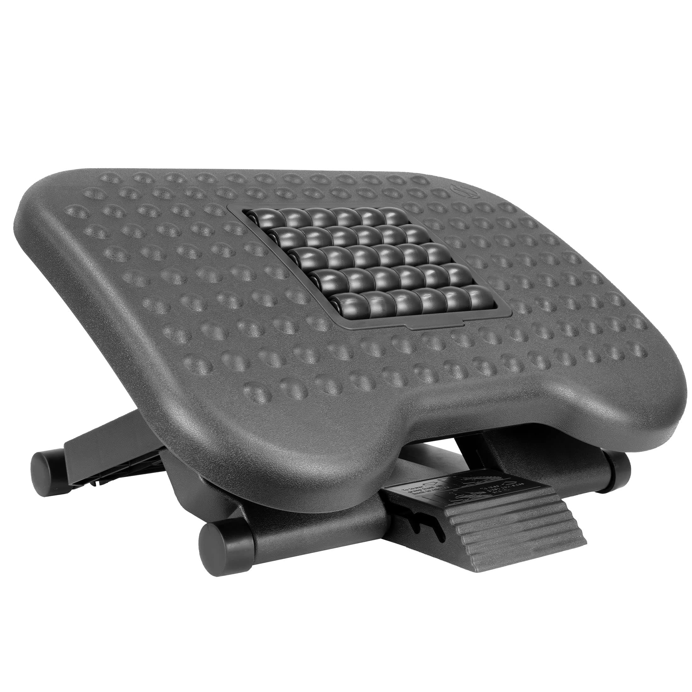 Ergonomic Under Desk Footrest with Massage Rollers, Adjustable Height & 30° Tilt Foot Rest Under Desk (4.25"–6.75"), Office Foot Stool with Non Slip Surface