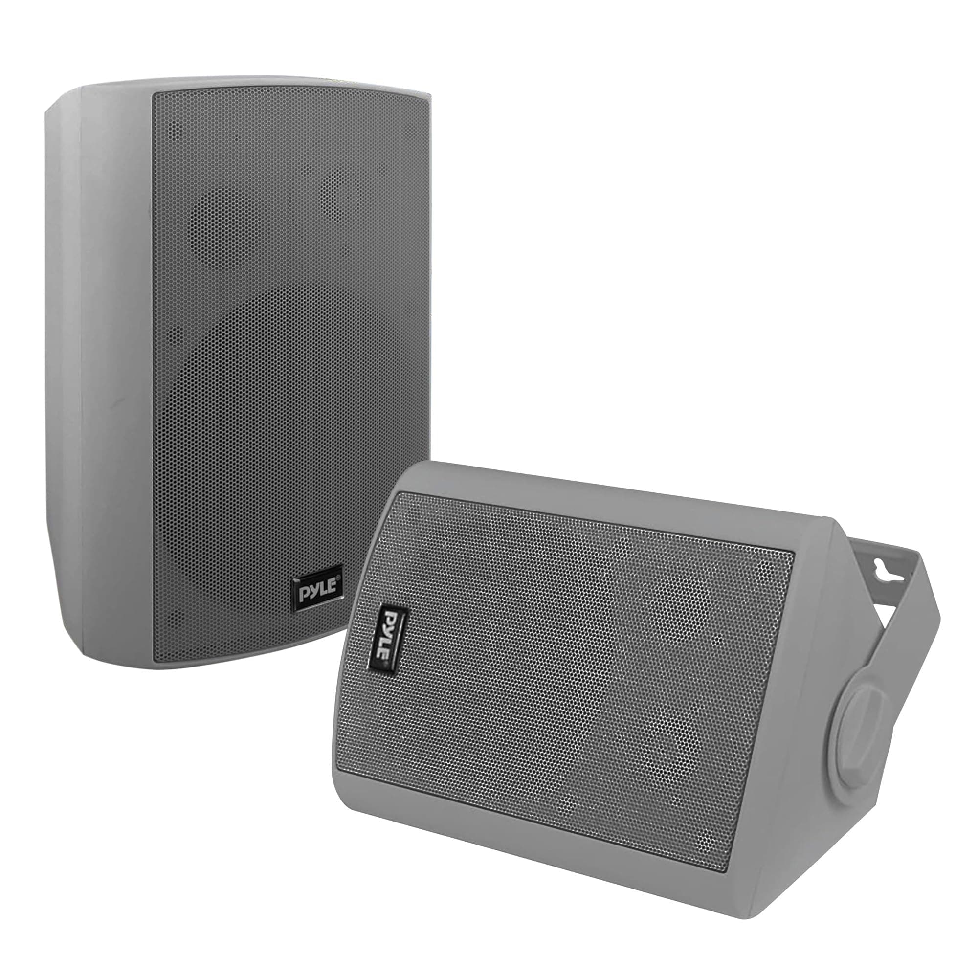 Pyle 6.5 Inch Wall Mount Waterproof Speaker System for Indoor or Outdoor Wireless Bluetooth Surround Sound System, Light Gray (2 Pack)