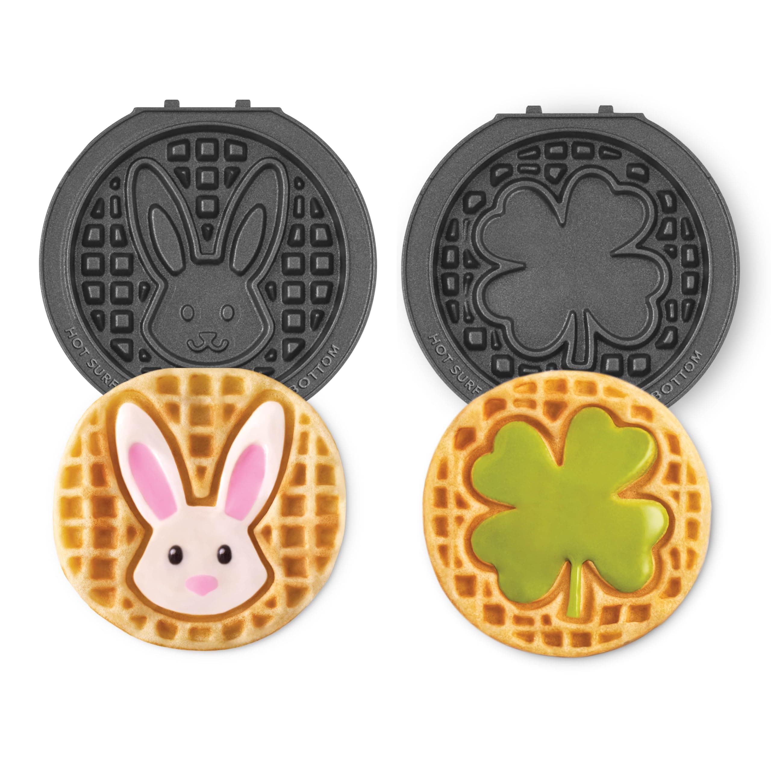 DASH Multimaker Mini System Two 4" Removable Nonstick Plates (Bow & Shamrock) - 2 Pack Dash MultiMaker System Compatible Plates, Non-Stick Surface