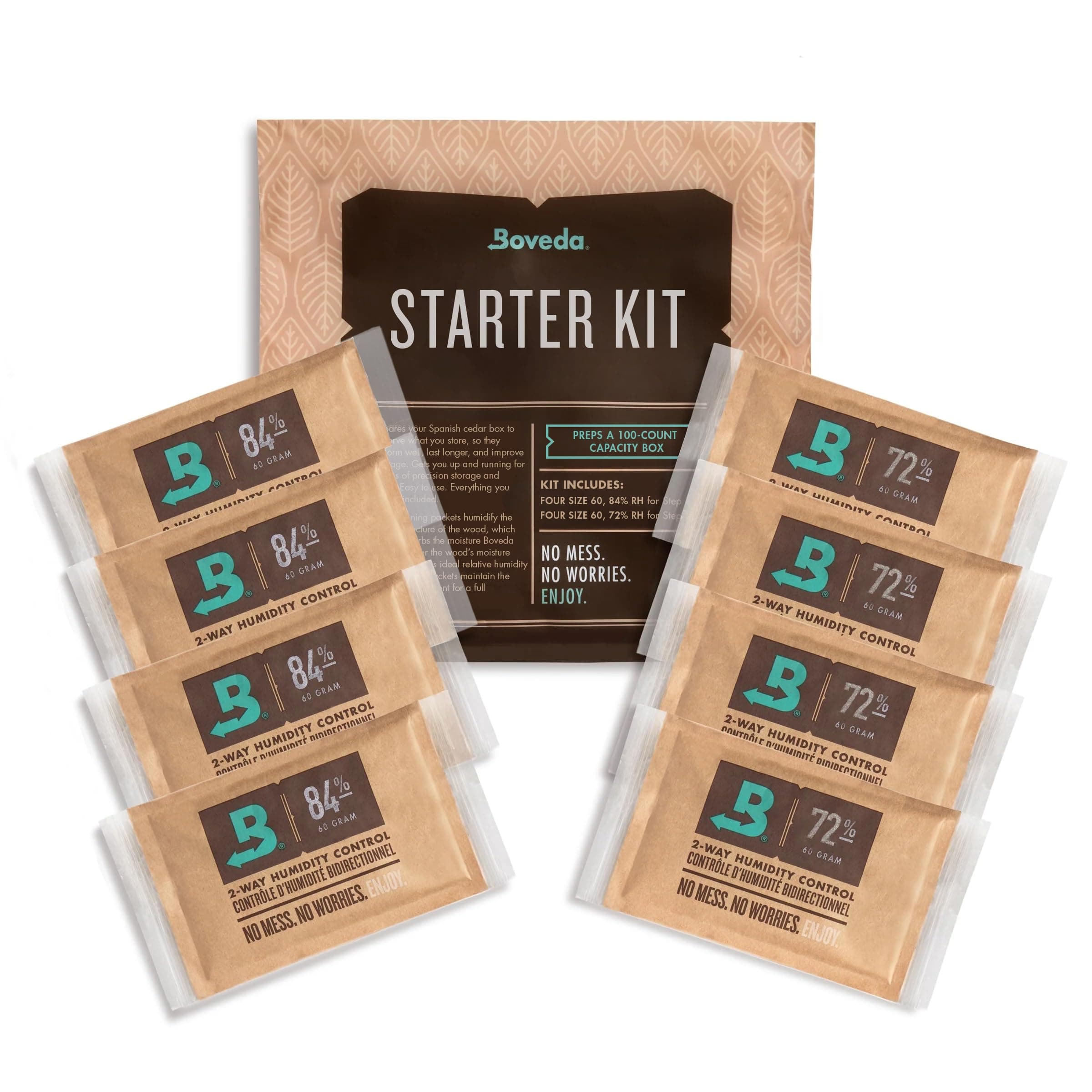 Starter Kit Bundle: Season a Wood Storage Box Plus Maintain Humidity with 2-Way Humidity Control | Includes (2) Each Size 60 Boveda 84% & 72% | 1-Count