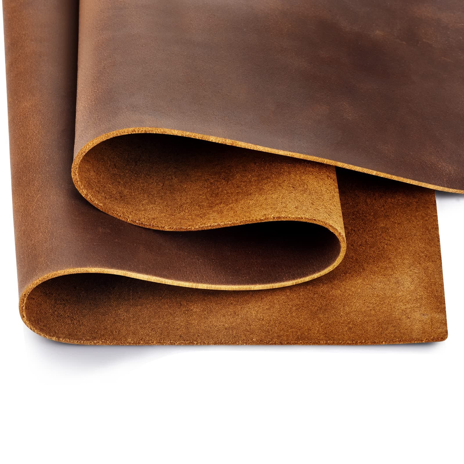 Tooling Leather Square 1.8-2.0MM Thick Genuine Top Full Grain Oil Tan Crazy Horse Cowhide Leather Sheets for Crafts Tooling Sewing Wallet Earring Hobby Workshop Crafting (Brown, 8"x12")
