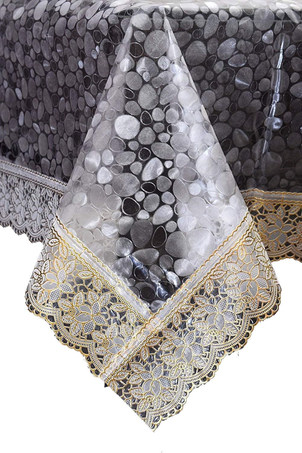 Yellow Weaves Plastic Waterproof 3D Design Rectangular Dining Table Cover for 6 Seater (Transparent, 60 X 90 Inches)(pack of 1)