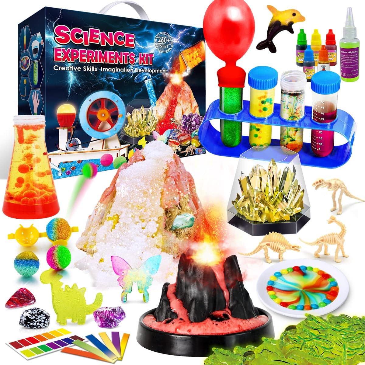 UNGLINGA 260+ Experiments Science Kits for Kids, S.T.E.M Science Projects, Chemistry Set, Christmas Birthday Toys Gifts Idea for Boys Girls, Dig Volcano Gemstones, Educational Scientist Set