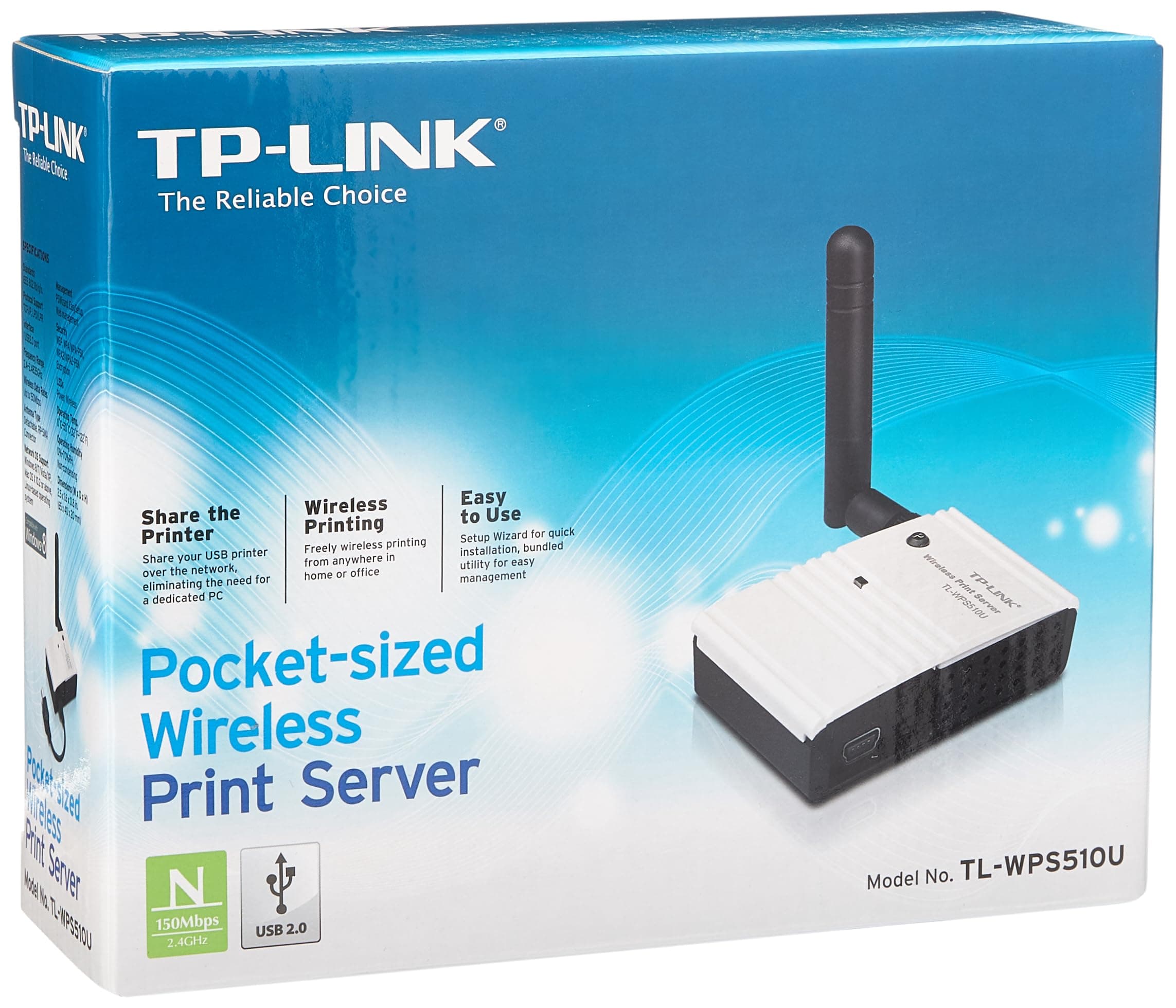 TP-LINK TL-WPS510U 150Mbps Wireless Print Server, USB 2.0, Detachable Antenna