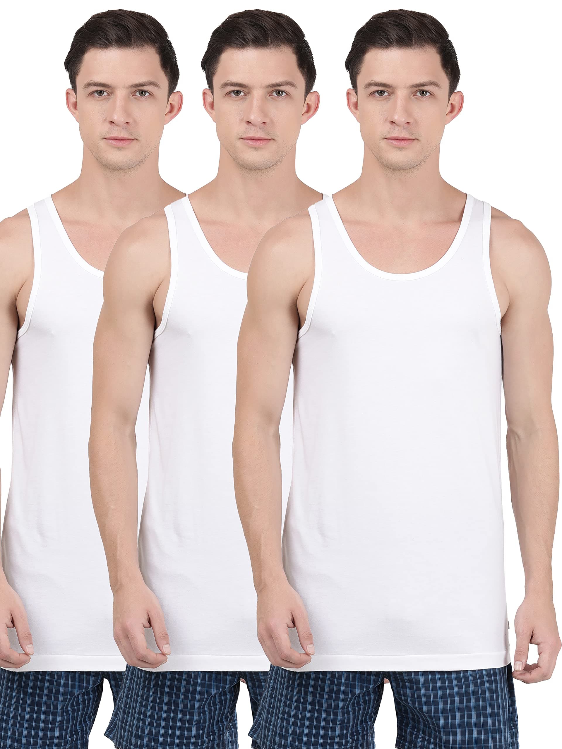Mordern Classic Basic Vest 3Pcs Pack | 100% Cotton Vest for Men | 8820-0310-WHITE/M