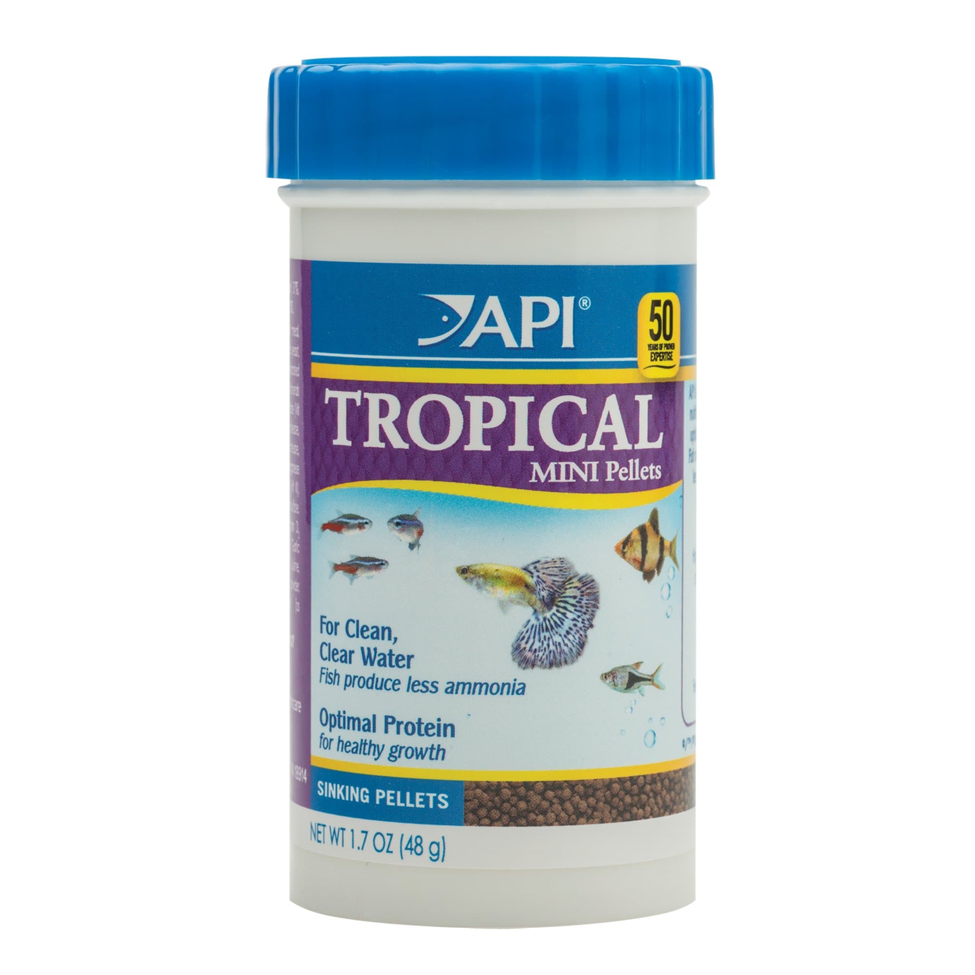 TROPICAL MINI PELLETS Mini Sinking Pellets Fish Food 1.7-Ounce Container
