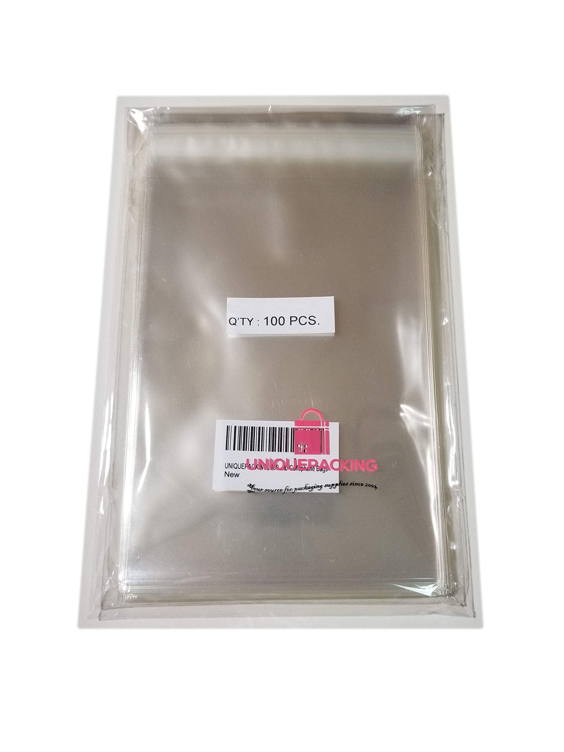 UNIQUEPACKING 100 Pcs 5 7/16 x 7 1/4 Clear A7+ Card Resealable Cello / Cellophane Bags Good for 5x7 Card Item (Fits A7, 5x7 Card with Envelope)