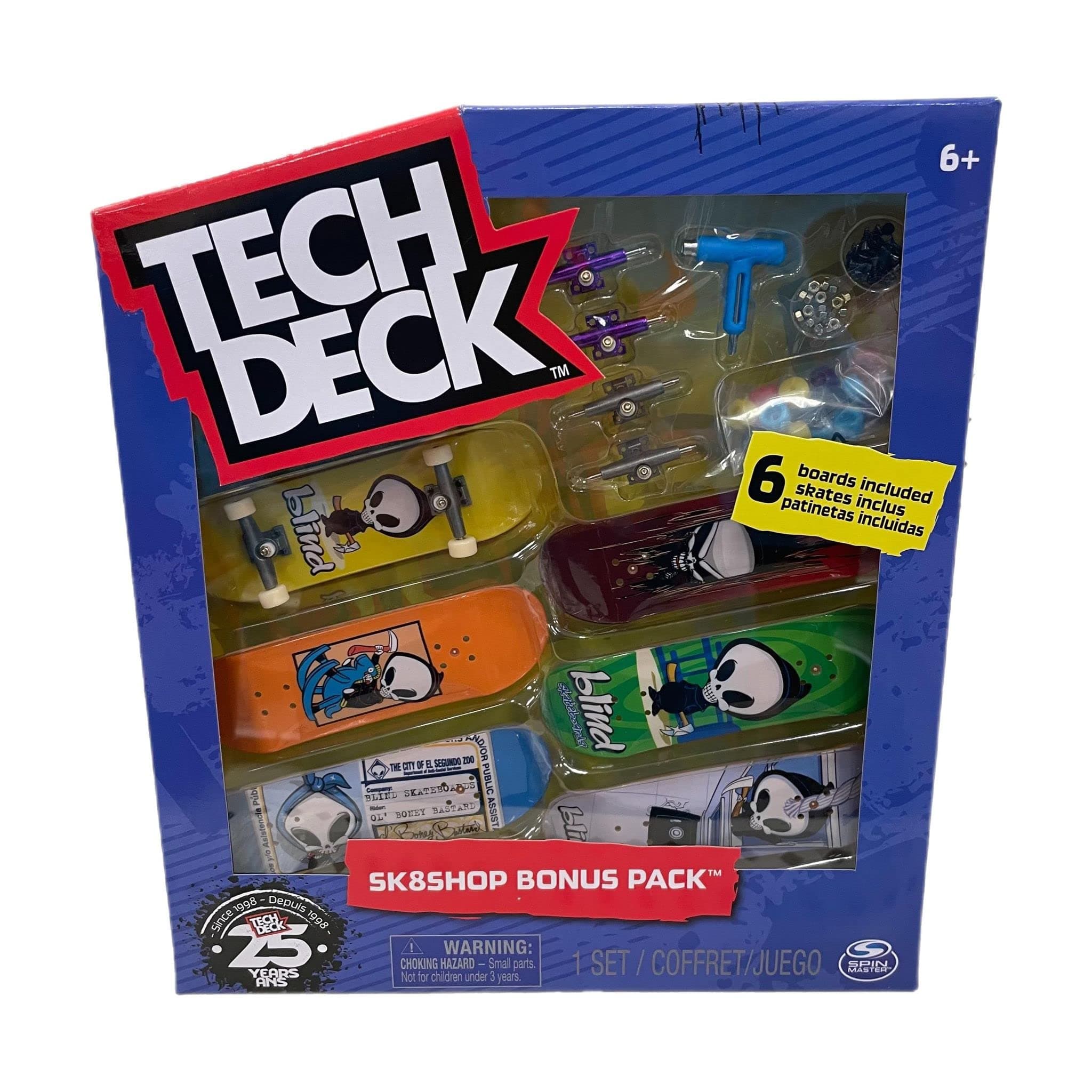 TECH DECKSk8shop Bonus Pack Mini Finger Skateboard Multi Pack 2022 Series (Blind 25th (Sk8shop Bonus Pack))