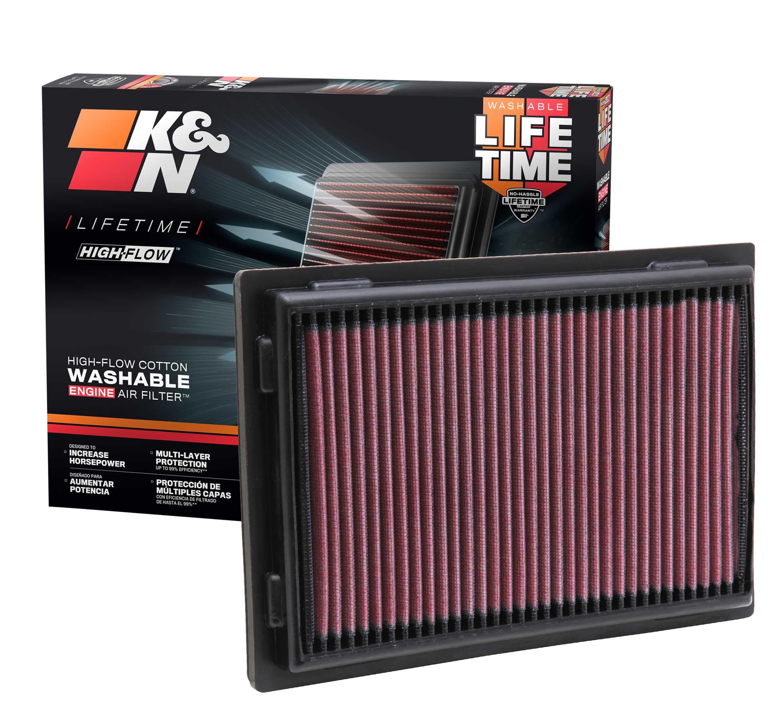 K&N Replacement air filter compatible with Lexus ES300H 2.5 2013-2016, LS460 4.6 2007-2015, LS600H 5.0 2008- & Toyota Avalon 2.5 2013-2016 / RAV4 excl. Hybrid 2013- / Camry Hybrid 2012-2016 (33-2381