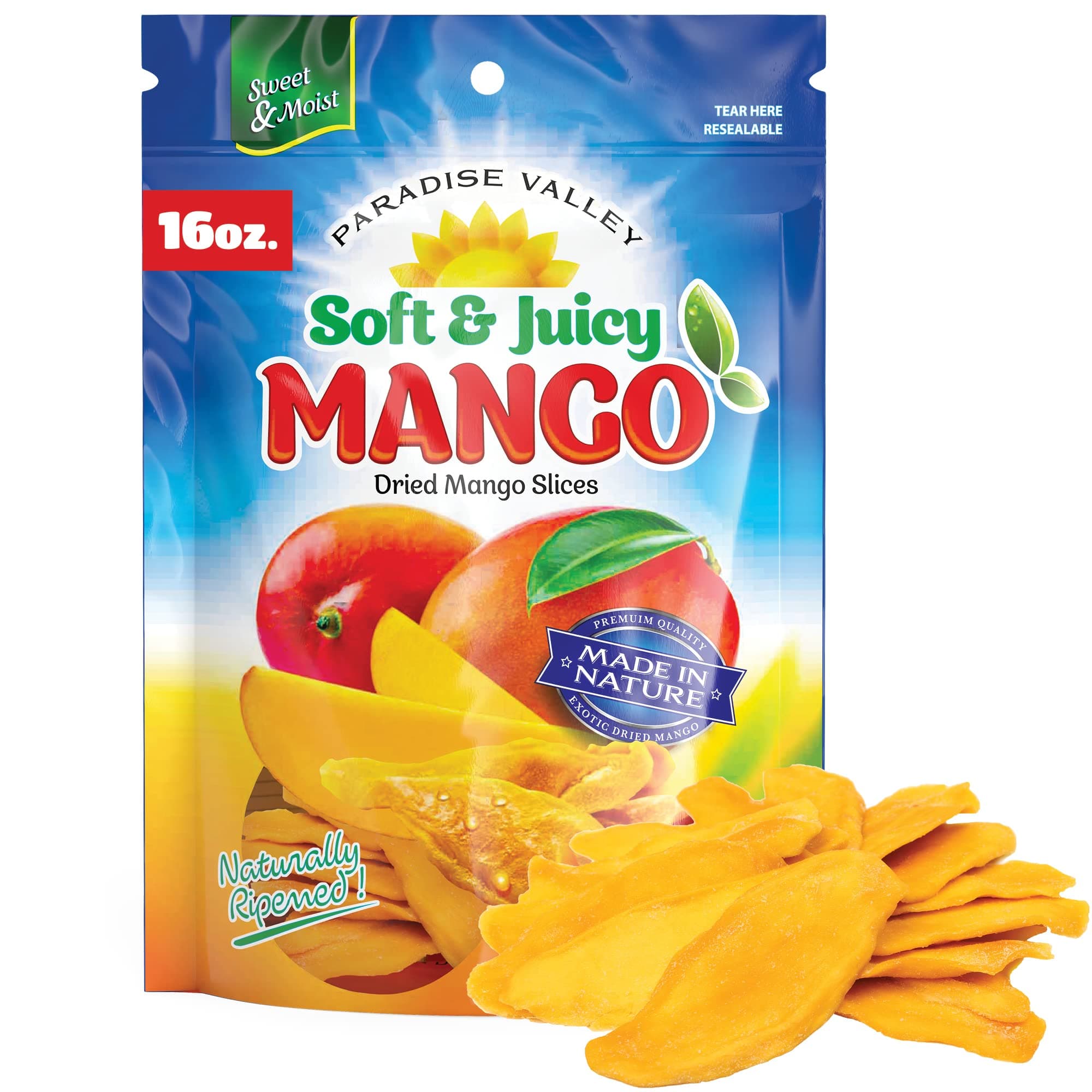 Dried Mango Strips Soft & Juicy (LOW SUGAR)(Net WT.16 oz.)