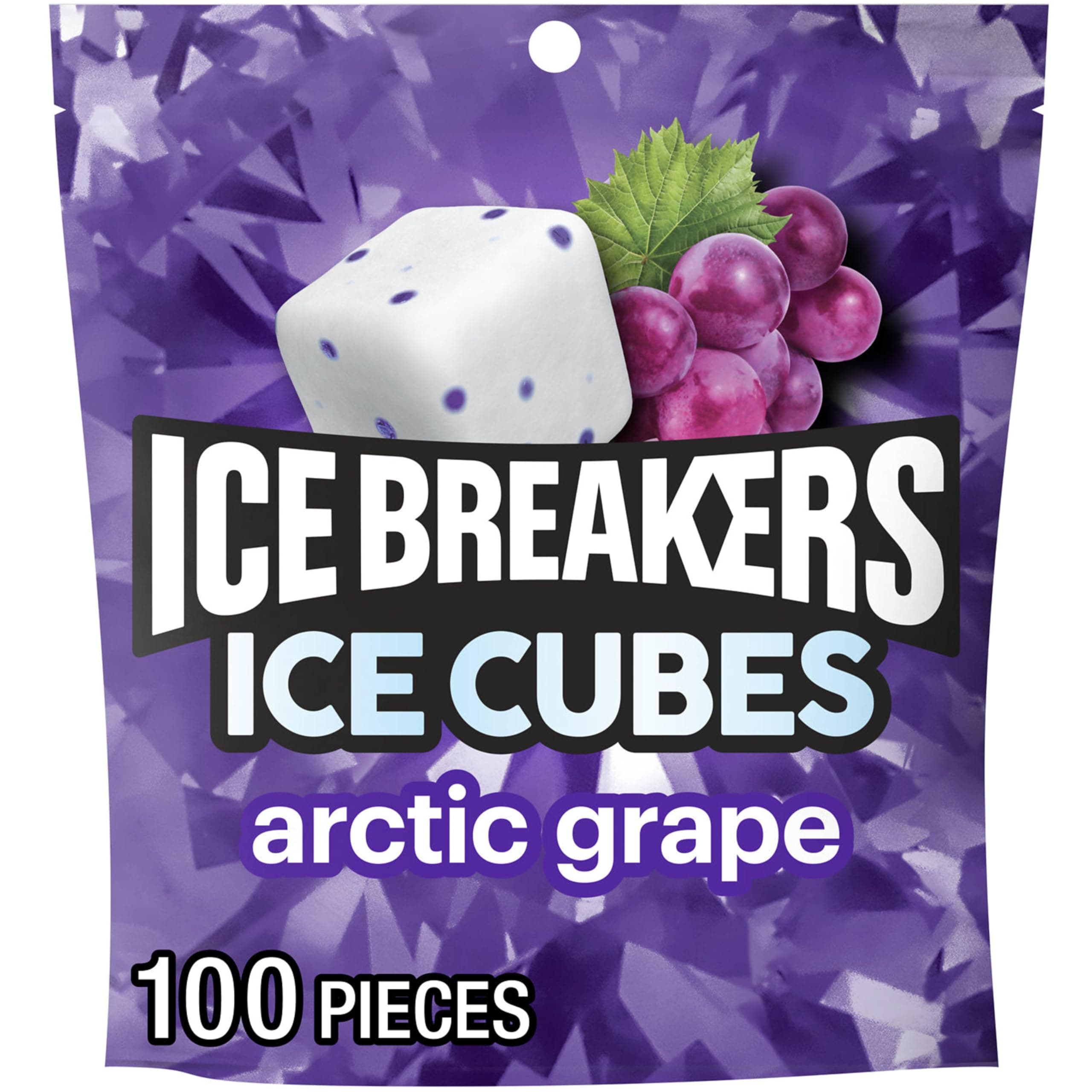 Ice Cubes Arctic Grape Flavored Sugar Free Chewing Gum Pouch, 8.11 oz (100 Pieces)