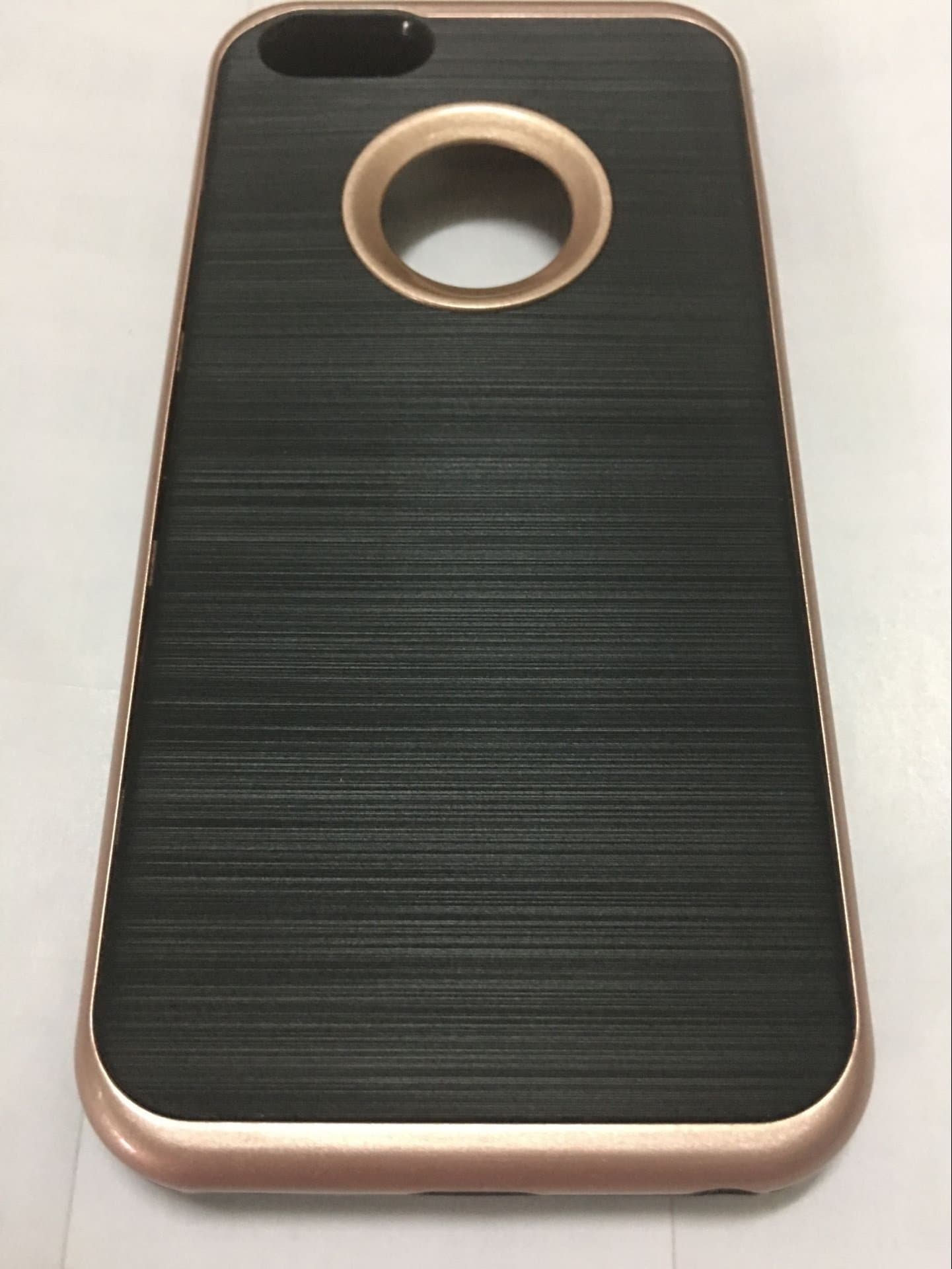 iPhone SE Case, DiaoC iPhone 5 Case Brushed Metal Texture Two-Layer Shockproof Protective Slim Bumper Cover Case for Apple iPhone SE/iPhone 5S/iPhone 5 (Black/Rose Gold)