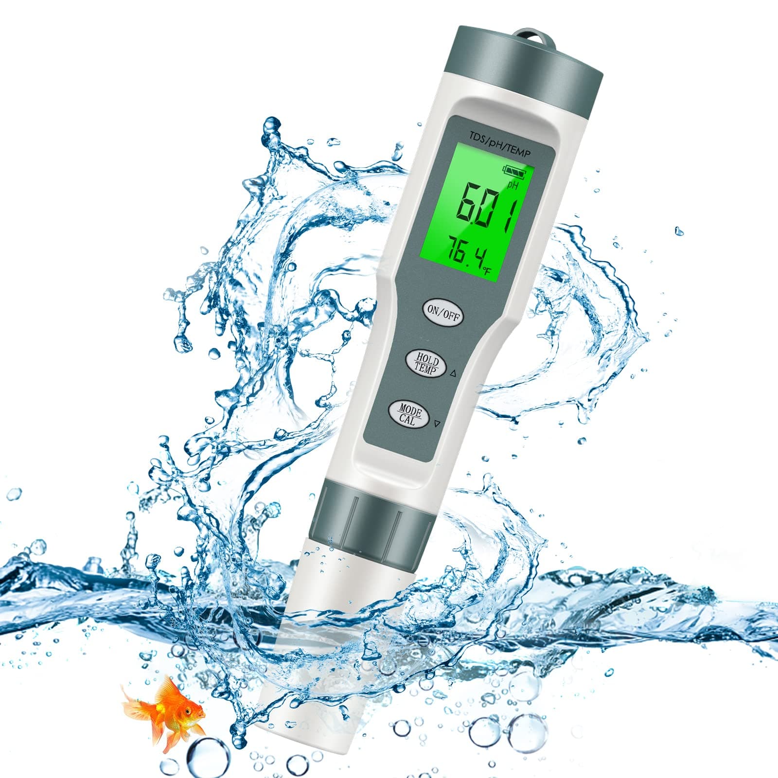 TDS/pH/Temperature 3-in-1 pH Meter for Water, 0.01 High Precision Water Quality Digital pH Tester, pH Measurement Range with 0-14, pH Pen TDS Water Test Meter for Drinking Water, Pool and Aquarium