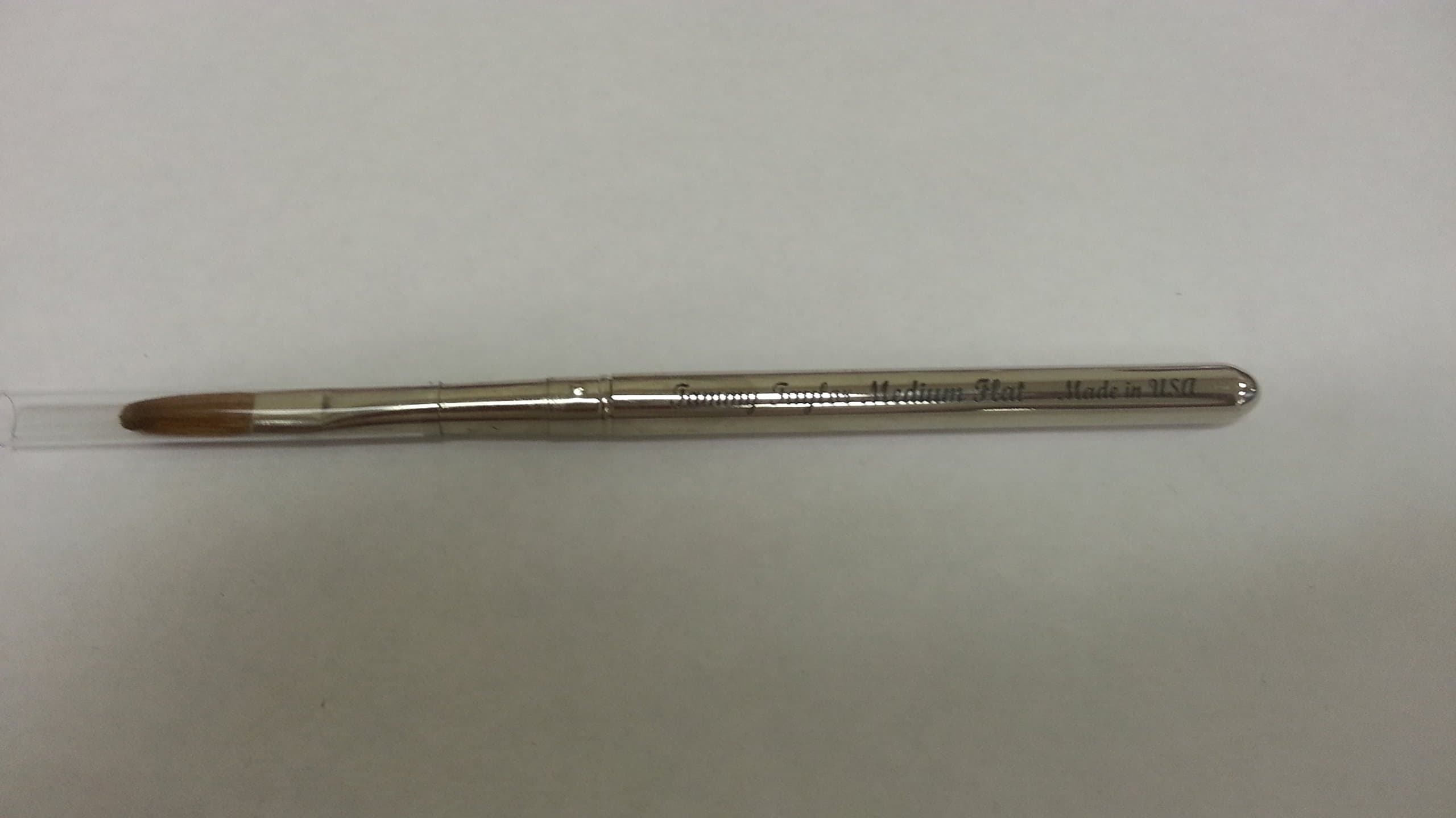 Tammy Taylor Acrylic Nail Custom Sable Flat Brush MEDIUM Silver Case