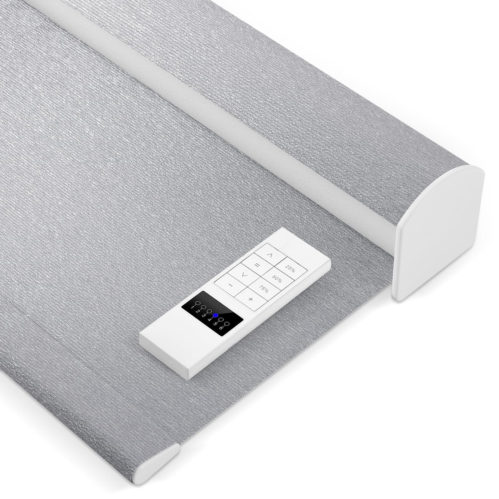 Zshine Motorized Blackout Window Blinds Customize Width (23-95 Inches) Remote Control Wireless and Rechargeable Roller Shades Blinds for Windows, Home, Office, Hotel, Club, Restaurant(82141G)