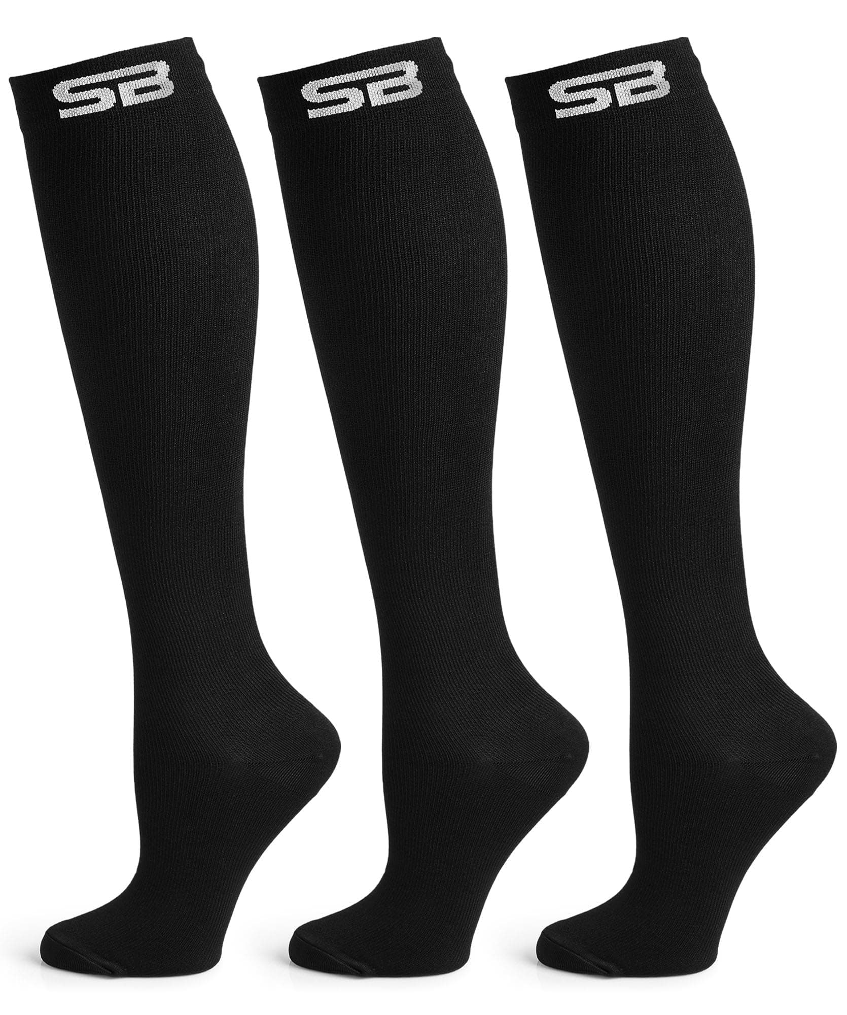 3-Pair Compression Socks (15-20mmHg) for Men & Women – Comfortable Socks, Easy to Put On – Best Socks for Daily/Any Use, Running, Nurse, Travel
